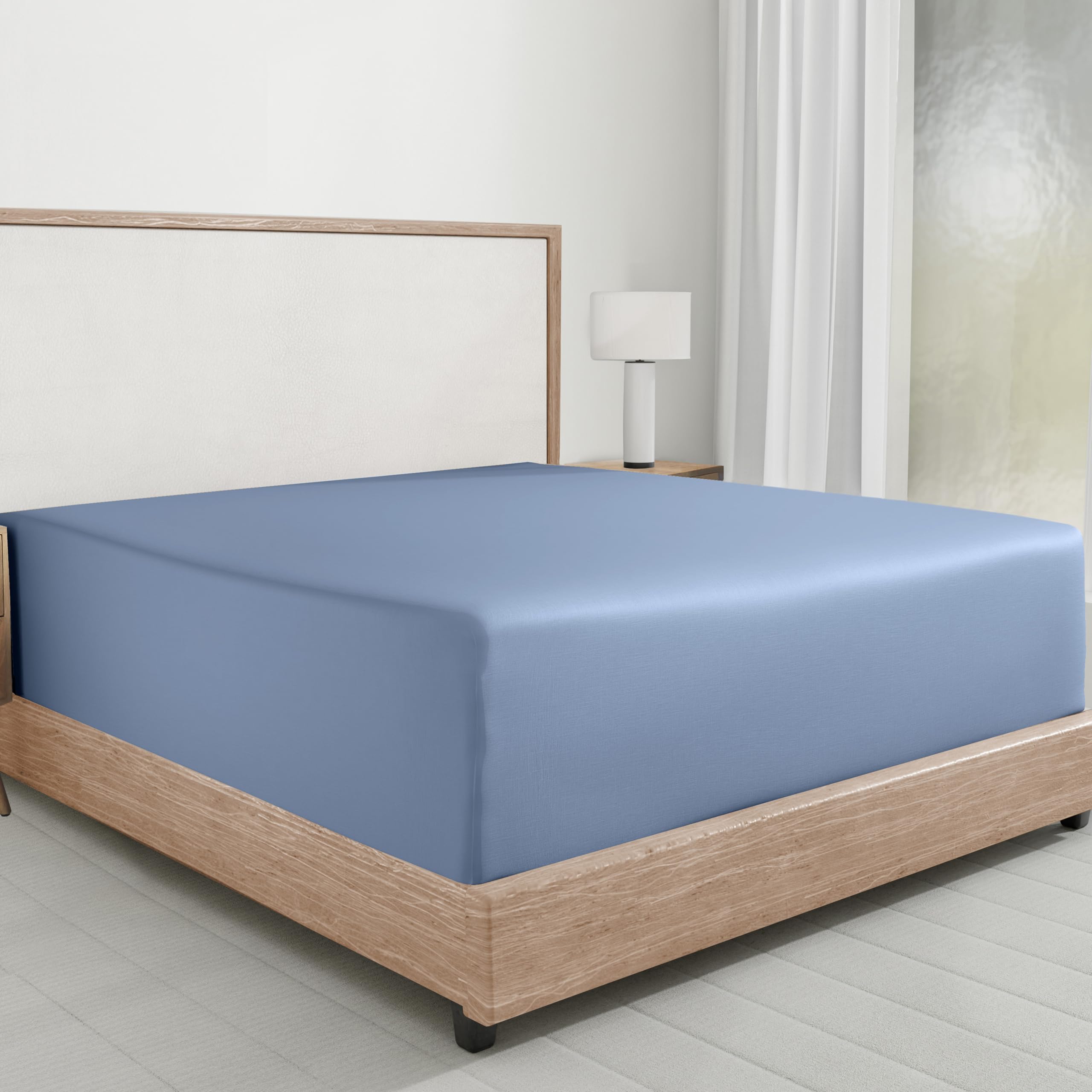 California Design Den Soft 100% Cotton Full Fitted Sheet Only Deep Pocket, Durable Sateen, All-Around Elastic, Head/Foot Side Indicators, Full Size