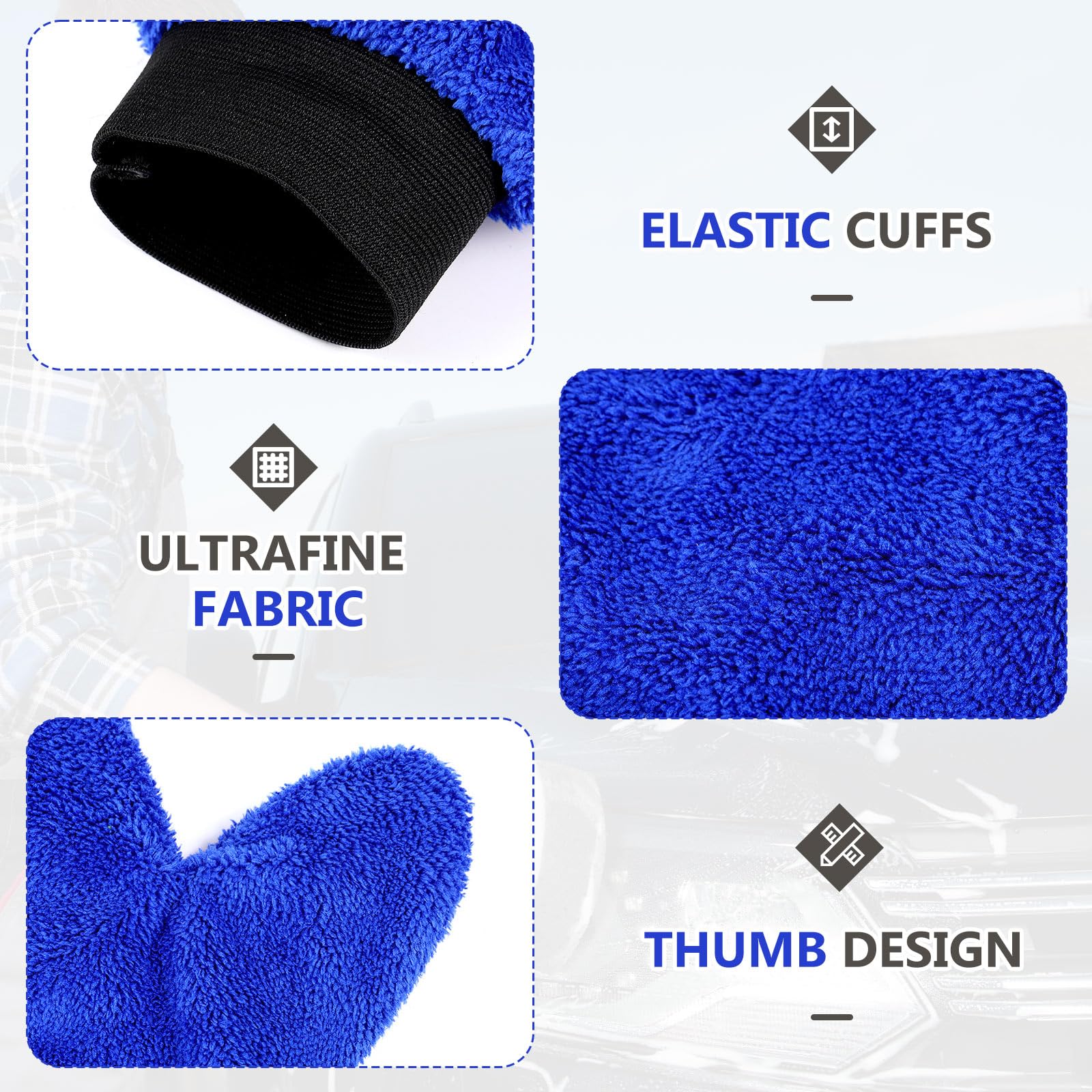 Teenyyou 6 manoplas de microfibra con pulgar, guantes de limpieza para el hogar, lavables, reutilizables, de microfibra, para lavar el coche, tela de rizo, guantes de microfibra para plantas,