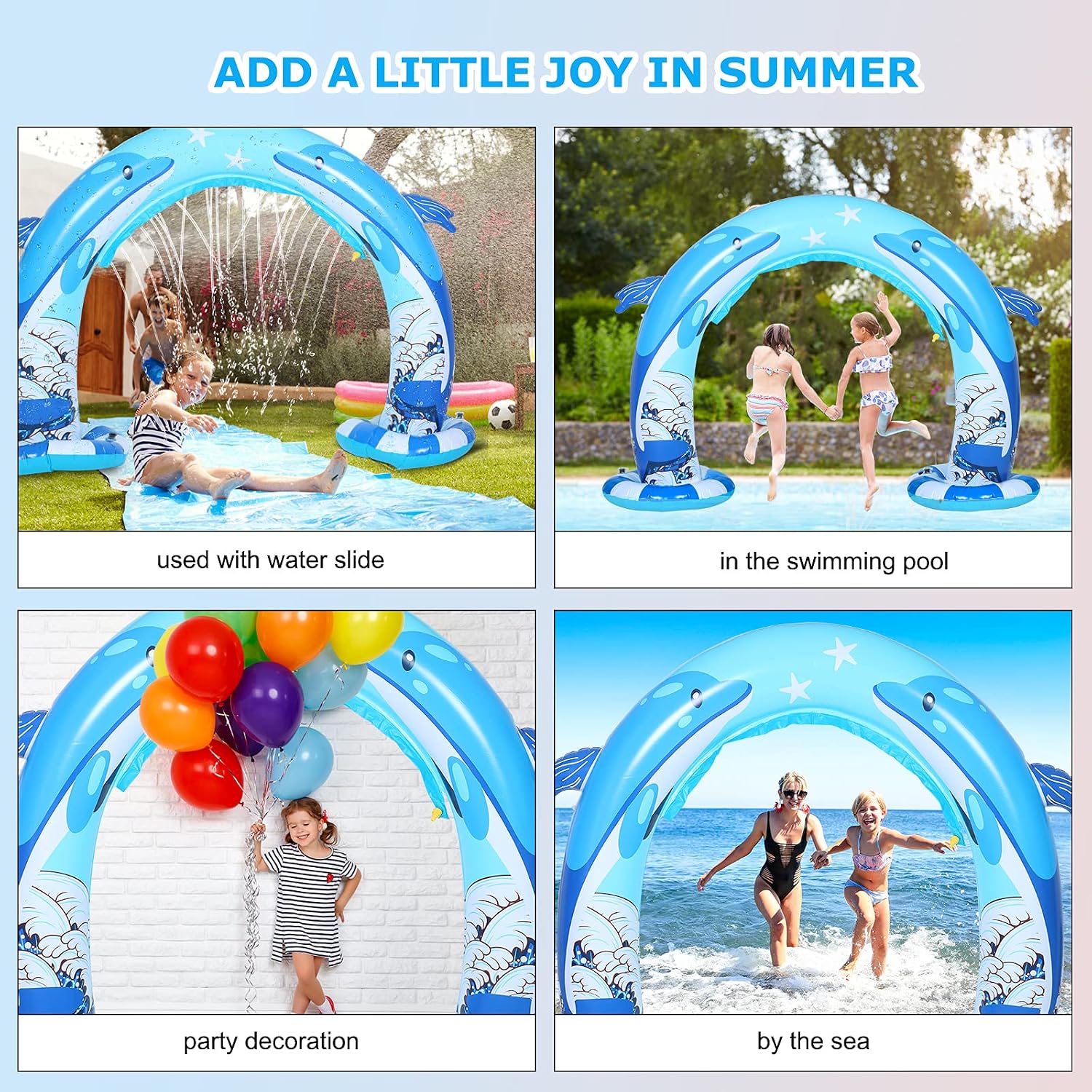 SANKUU Inflatable Water Sprinkler - 6 X 7.2 FT Arch Sprinkler for Kids Outdoor Play, Inflatable Giant Sprinkler Water Toys Games for Summer Backyard Yard Lawn