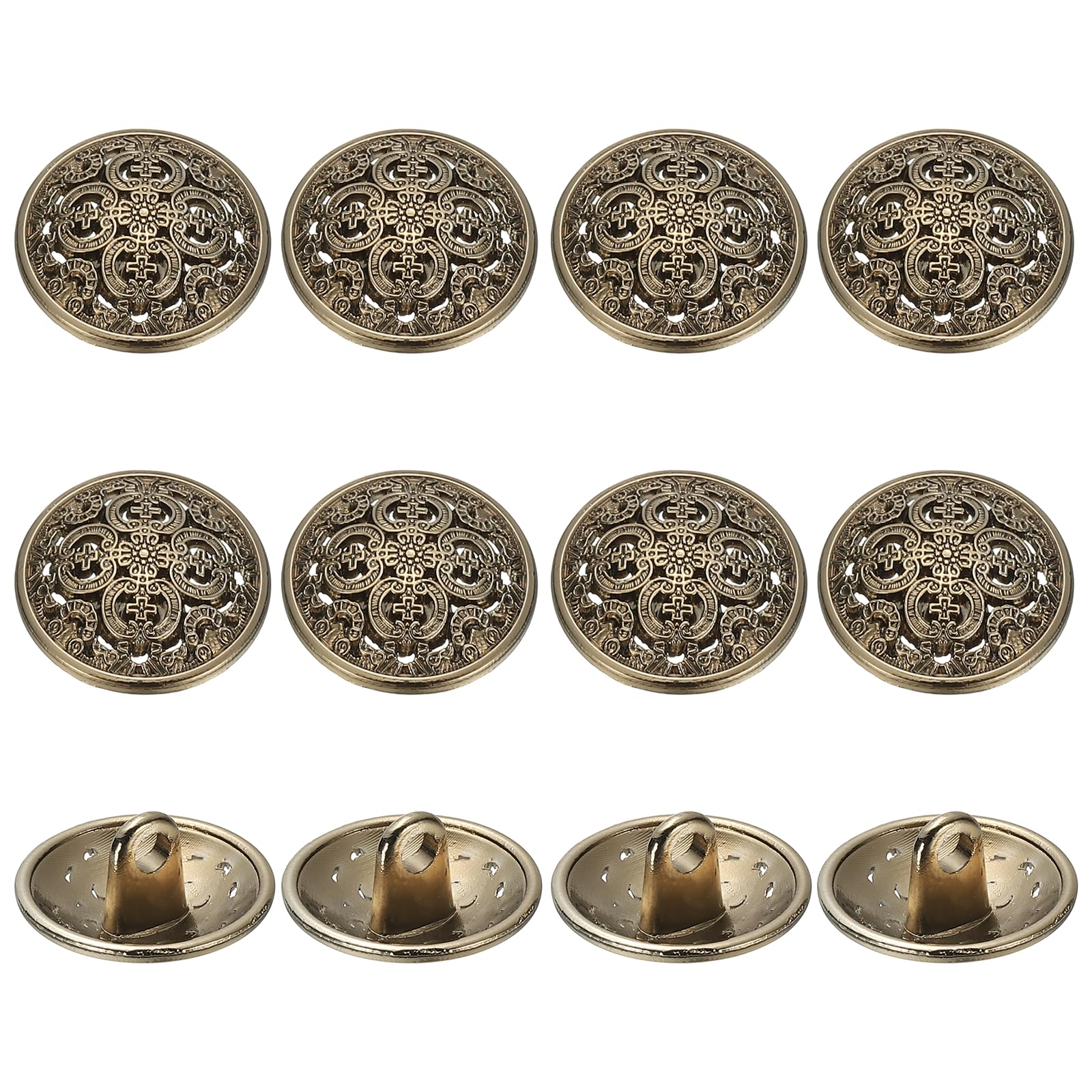 YELARXI Metal Round Hollow Buttons, Retro Hollow Shank Sewing Buttons, Fitting for (Men, Women, Coat, Shirt, Suit, Trousers