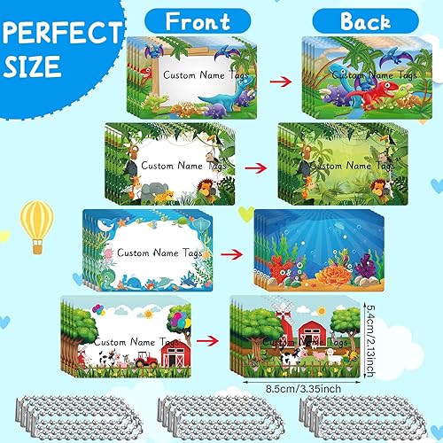 Miniatura 3 de Juego de 36 etiquetas para niños, etiquetas de nombre personalizadas impermeables reutilizables para mochila, etiquetas de plástico para