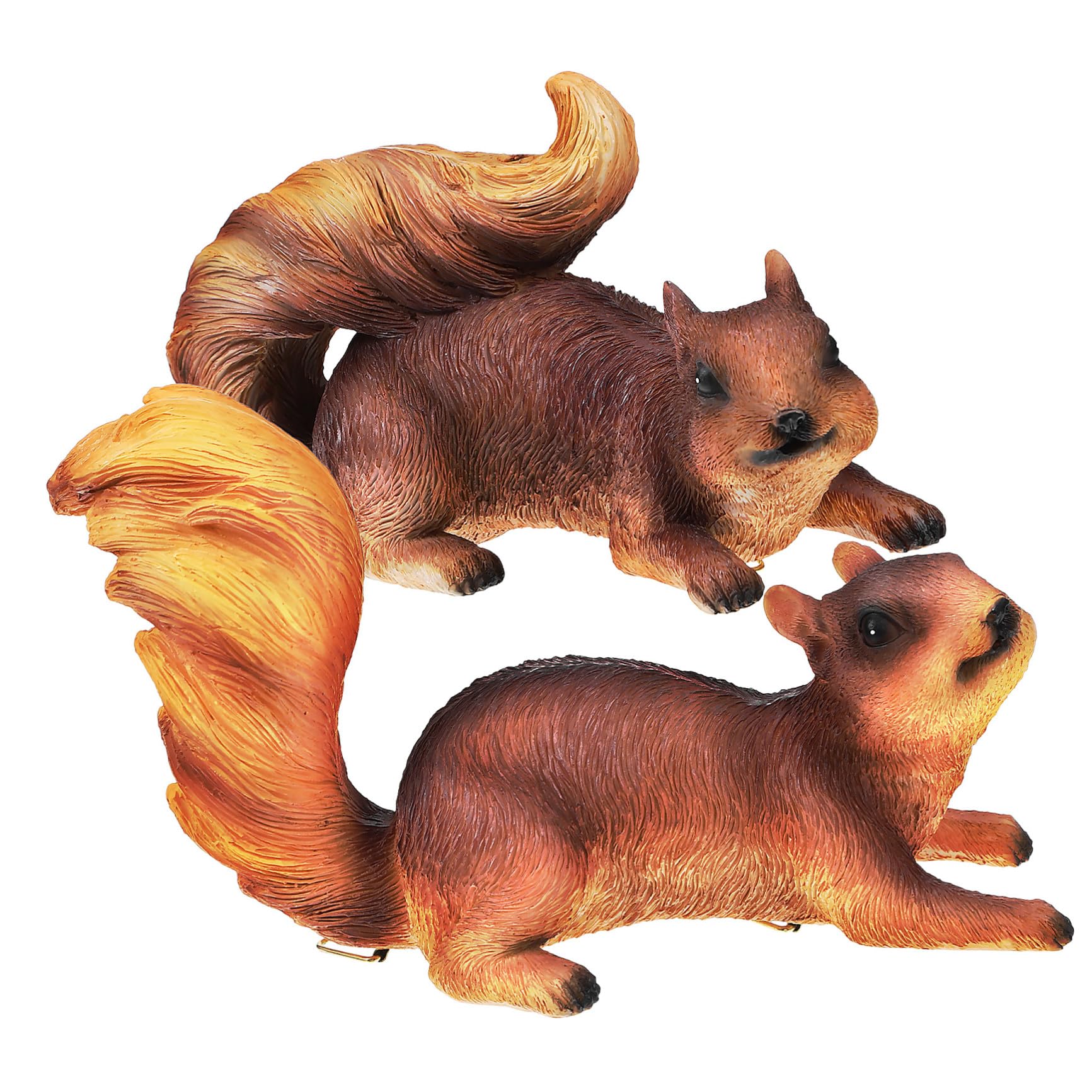 Sculptures d'écureuils en résine marron décoration jardin extérieur lot de 2 animaux