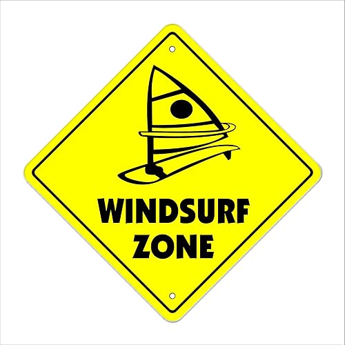 Windsurf Crossing Sign Zone Xing | Interior/exterior | Tabla de surf de 17 pulgadas de alto