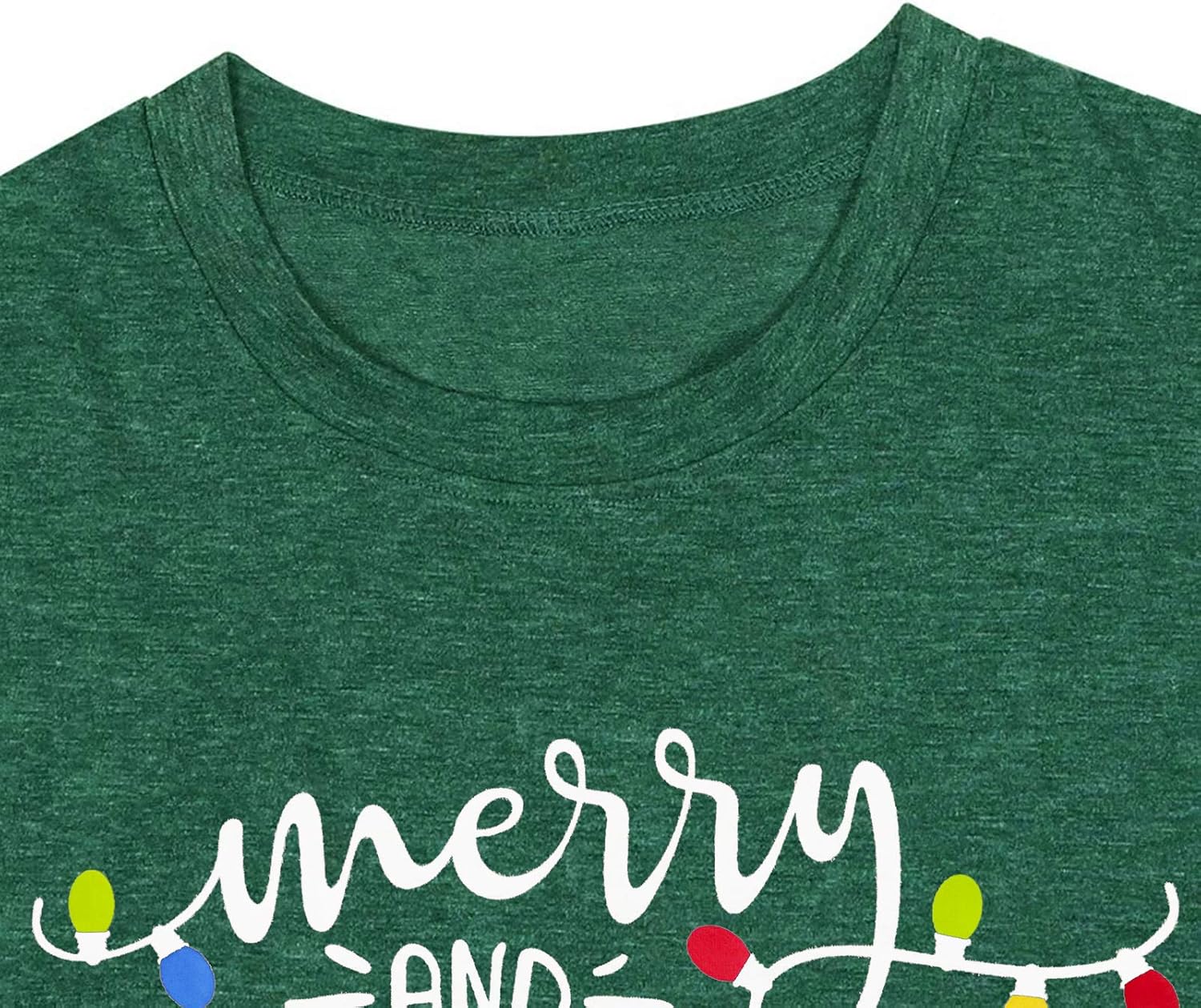 MAIHUN Christmas Shirts Womens Merry and Bright Shirt Xmas Holiday Tshirt Christmas Lights Tee Tops - Image 5