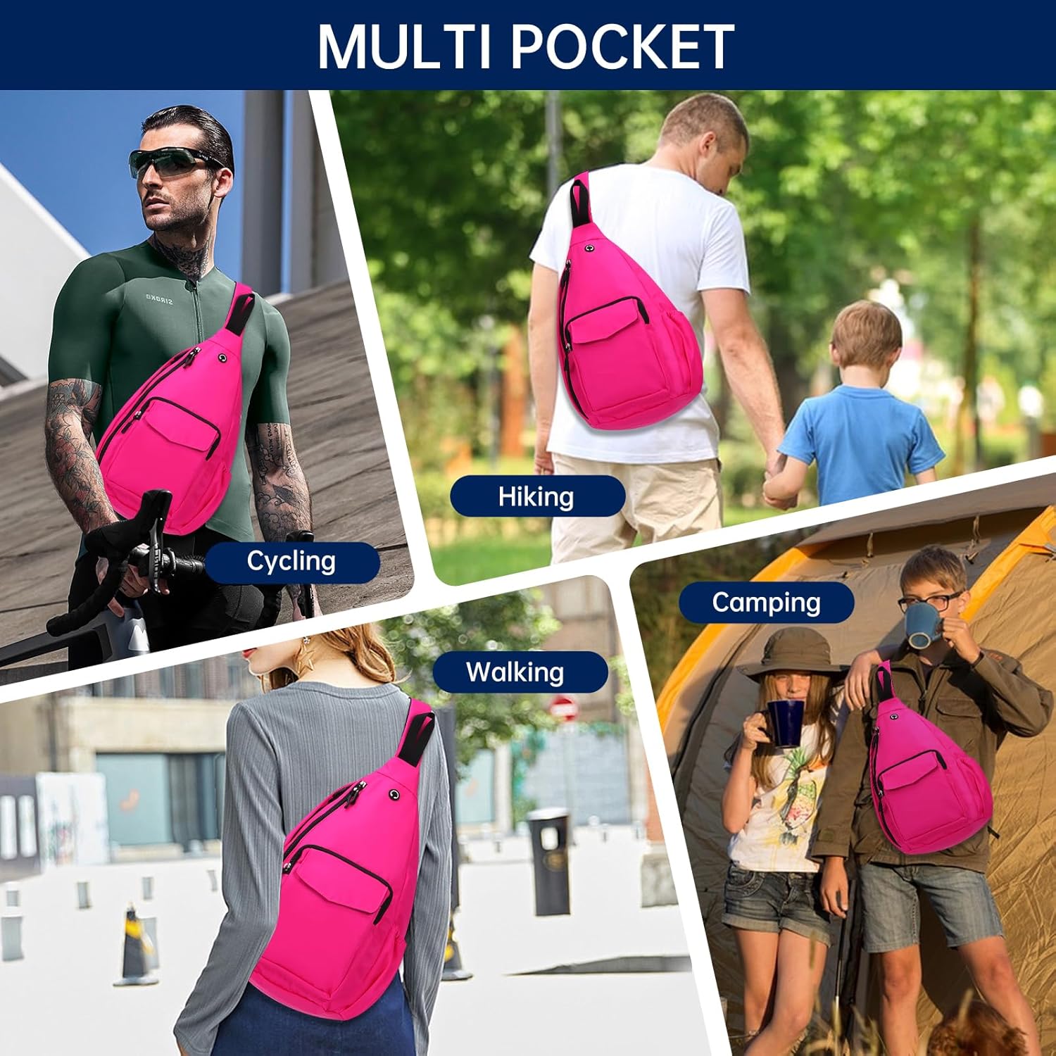 Convertible Sling Backpack Crossbody Chest Bag for Women Men Left and Right Shoulder Purse Water Repellent Gym Daypack