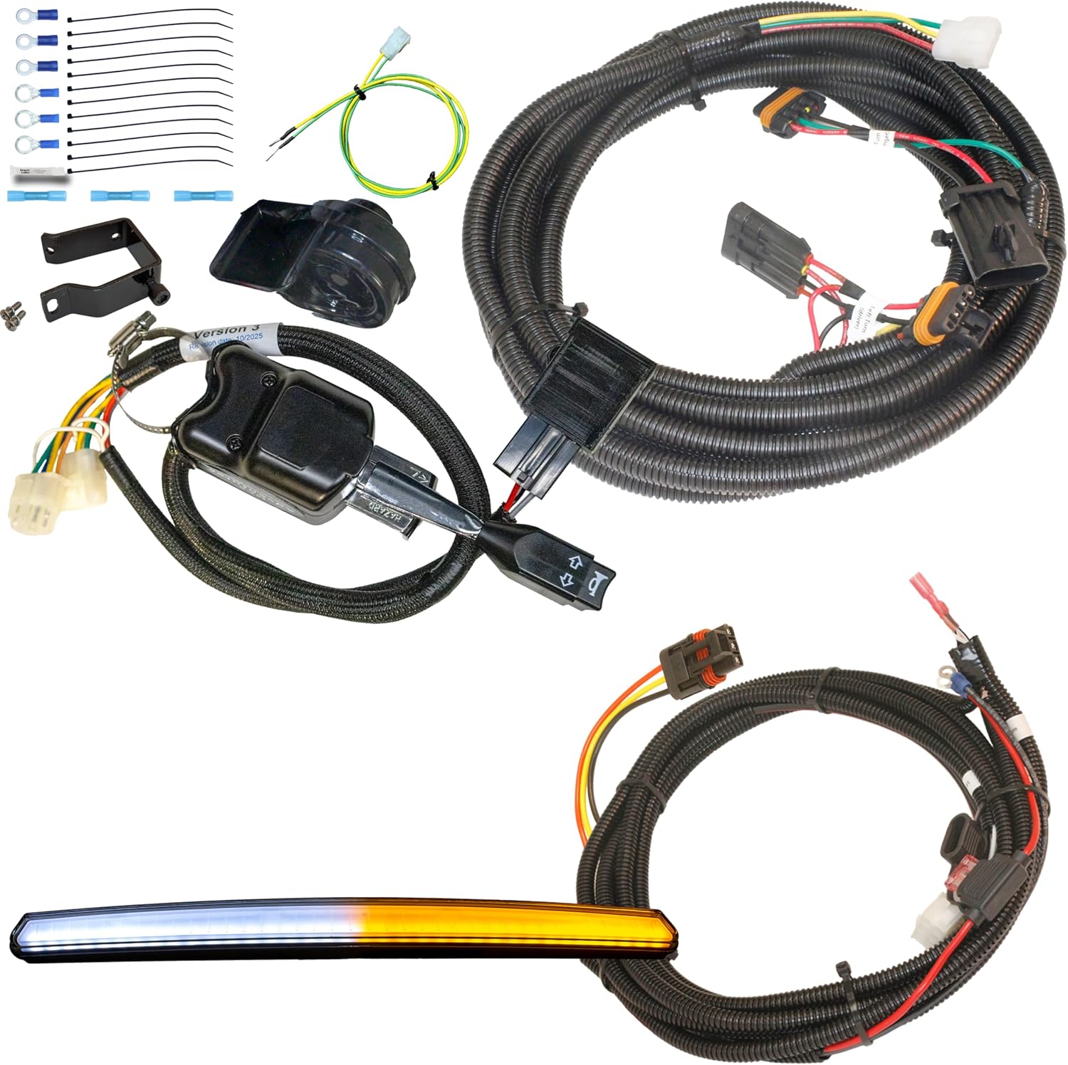 No Hole Plug and Play Turn Signal kit for 2024-25 Polaris RZR XP 1000, with Front Center fang Turn Signals: Lever Switch (With Horn, Front fang)