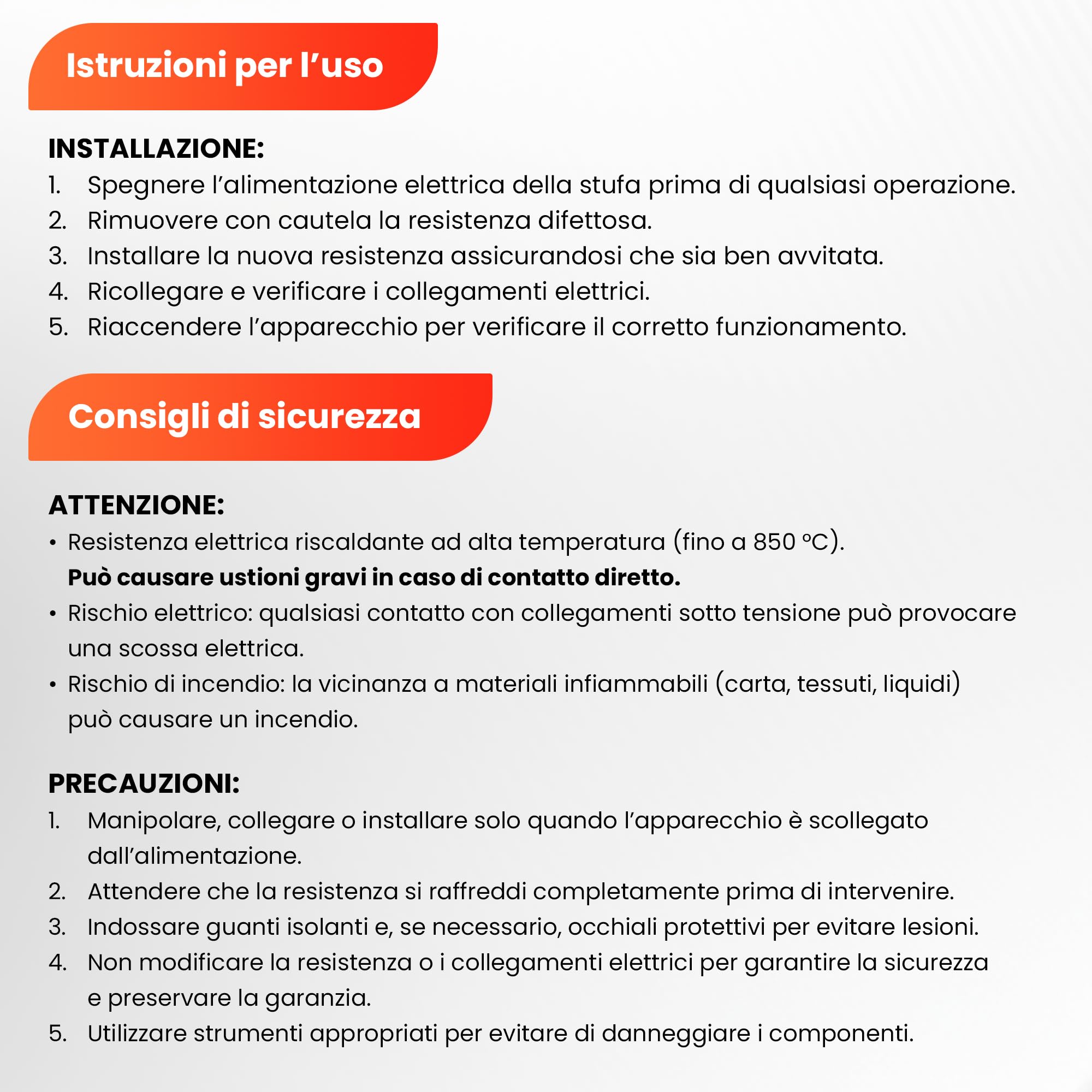 Candela di accensione per stufa a pellet, 270 W, 130/140 mm, diametro 9,9 mm, filettatura 3/8 con connettori rapidi, GARANZIA DI 2 ANNI