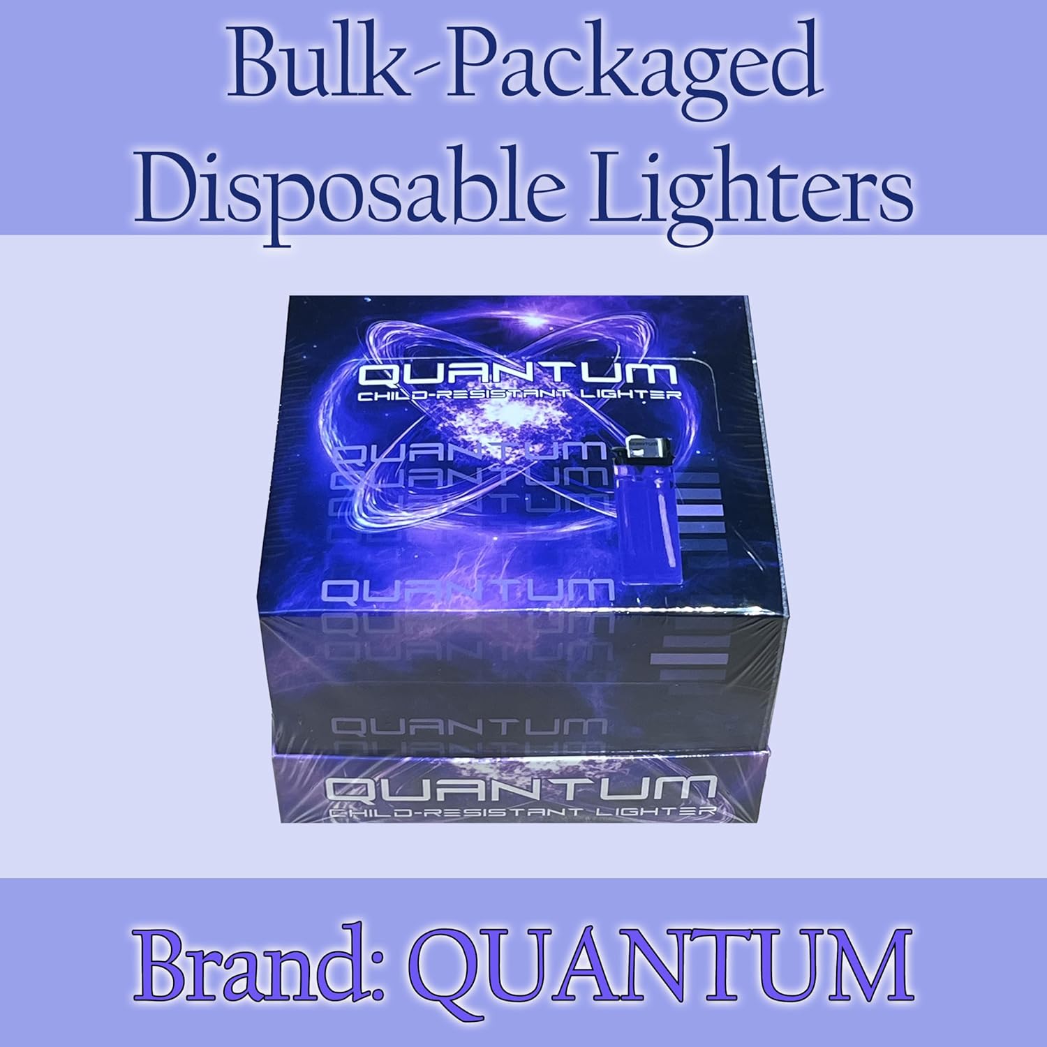 Quantum Child-Resistant Disposable Lighters, Assorted Colors (100). Bonus Free 5-Pack Included with Every 100pk Purchase. 105 Total Will be Included.