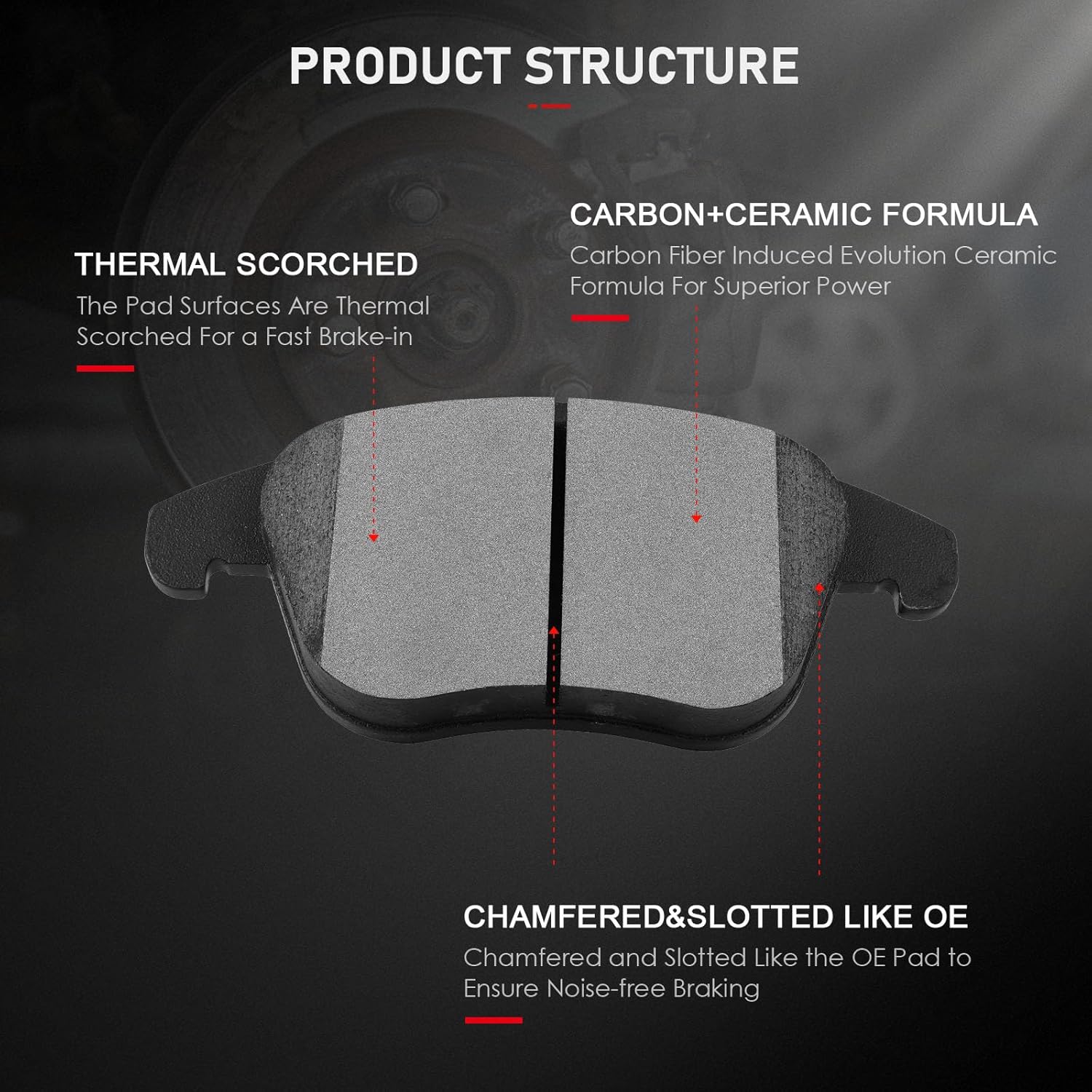cciyu D1375 D1779 Front & Rear Ceramic Disc Brake Pads Set w/Hardware Fit For Audi For Q3 2016-2019,For Audi For Q3 Quattro 2016-2018,For Volkswagen For Passat 2015-2021