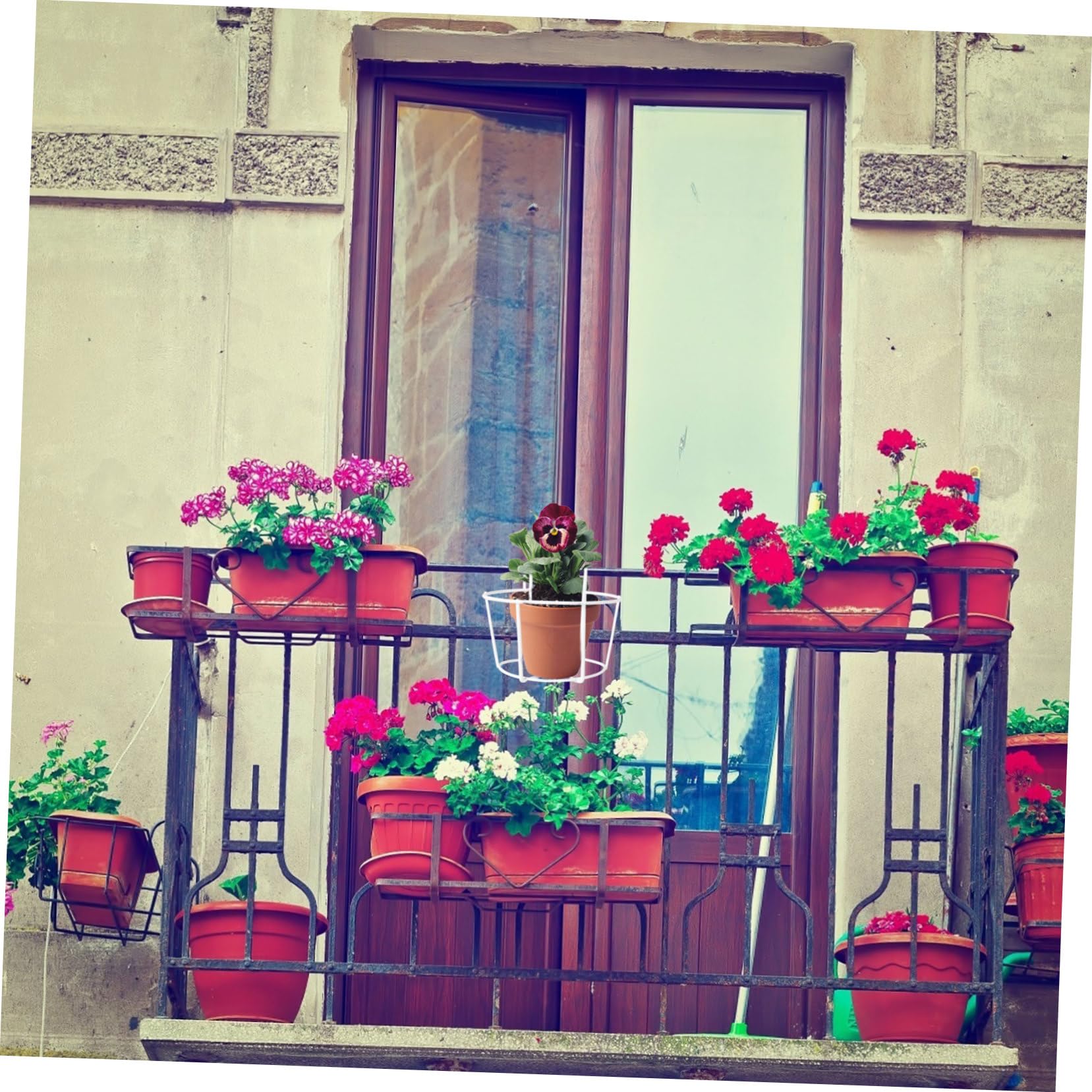 Genérico Soporte para plantasSoporte para Plantas Valla Colgante Jardinera de Hierro Jardinera de Metal sobre riel Soporte para macetas Colgador para Plantas de Interior Maceta de Techo Balcón Montaj