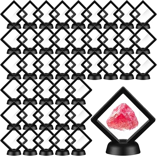 60 piezas de caja de exhibición flotante 3D con película PE, caja de almacenamiento para joyas, marco de exhibición de monedas, soportes para