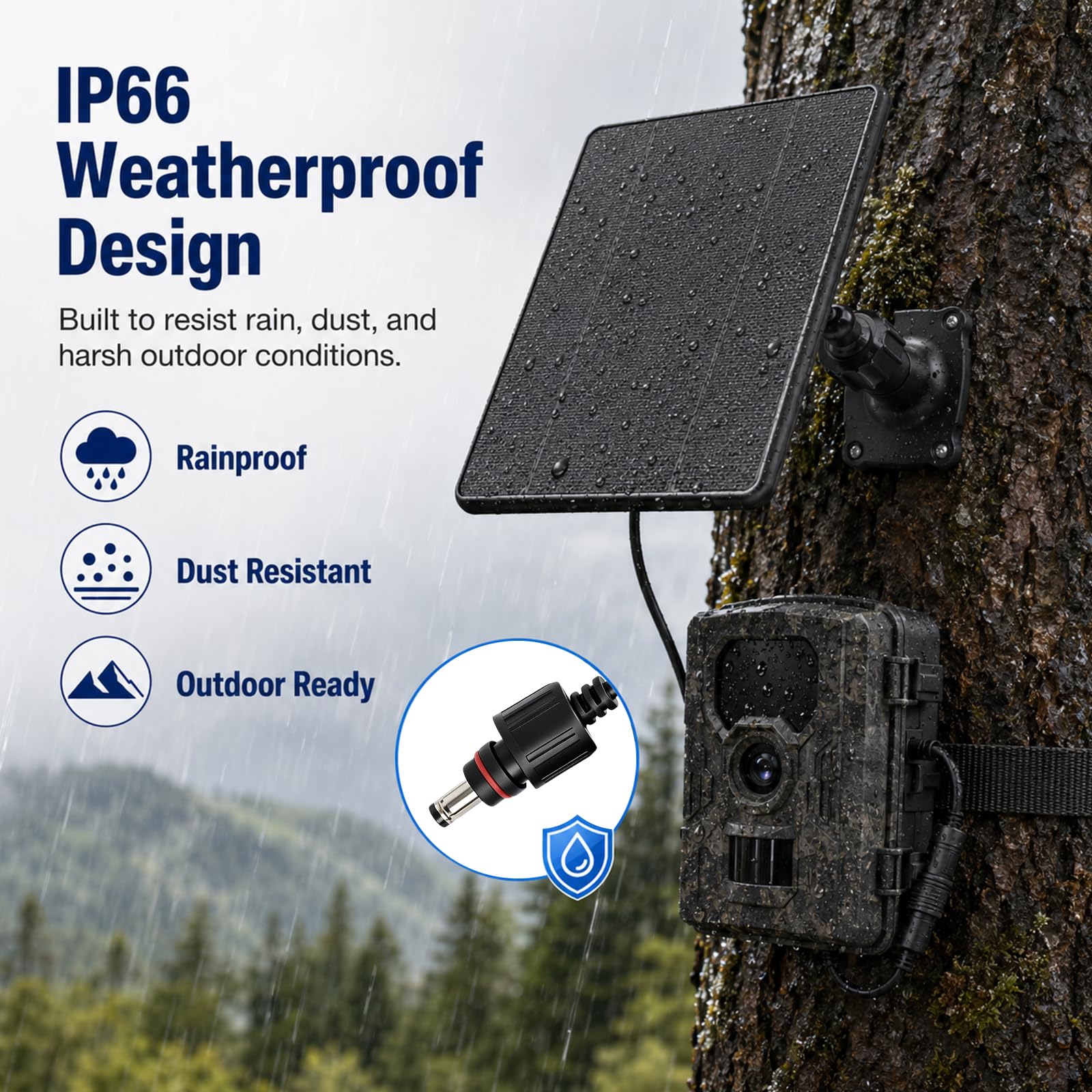 Solarpanel 12V/9V/6V mit Akku für Wildkamera, 6W, 8000mAh, IP66