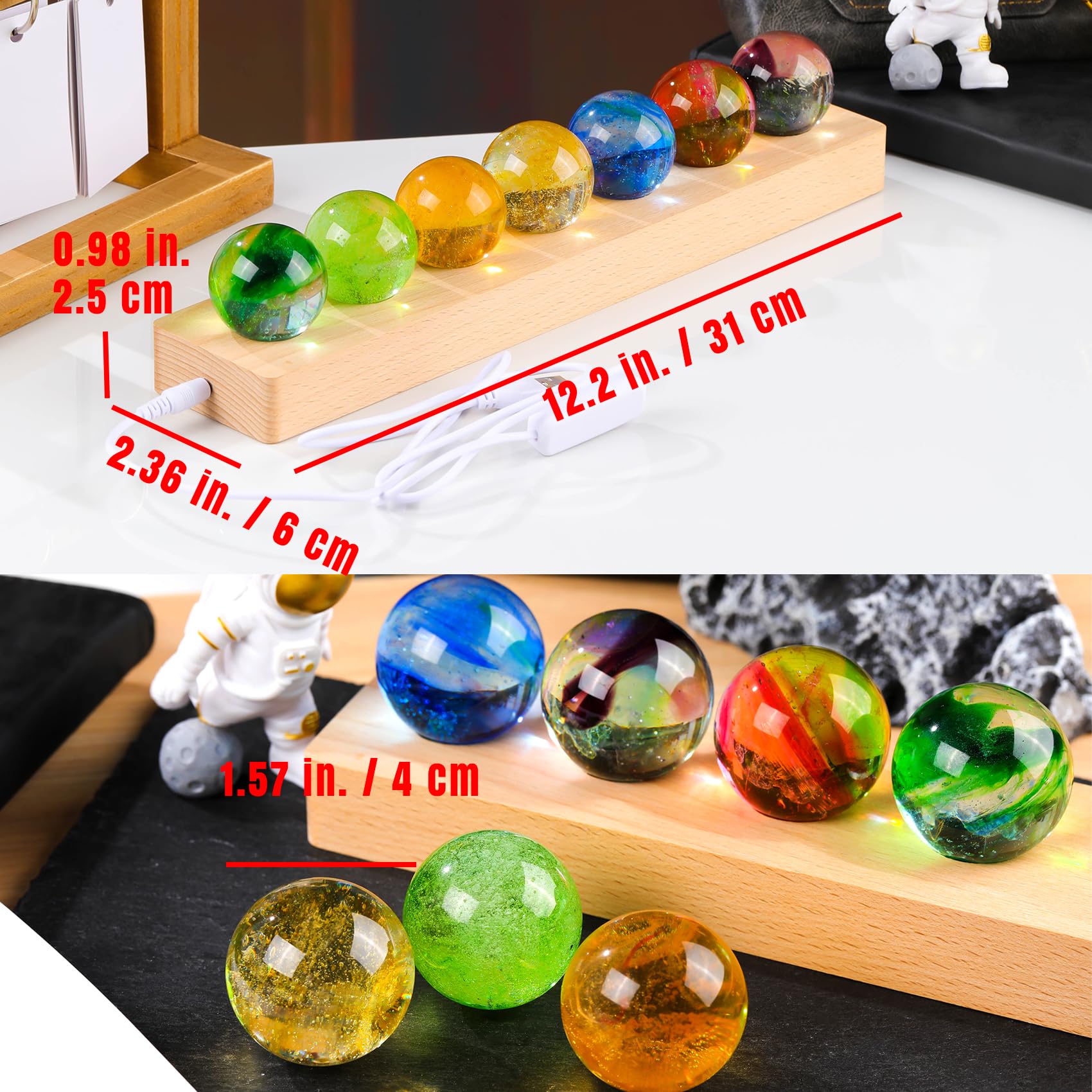 Amazon.com: Ornalrist 7 Chakra Natural Healing Spheres with Wooden
