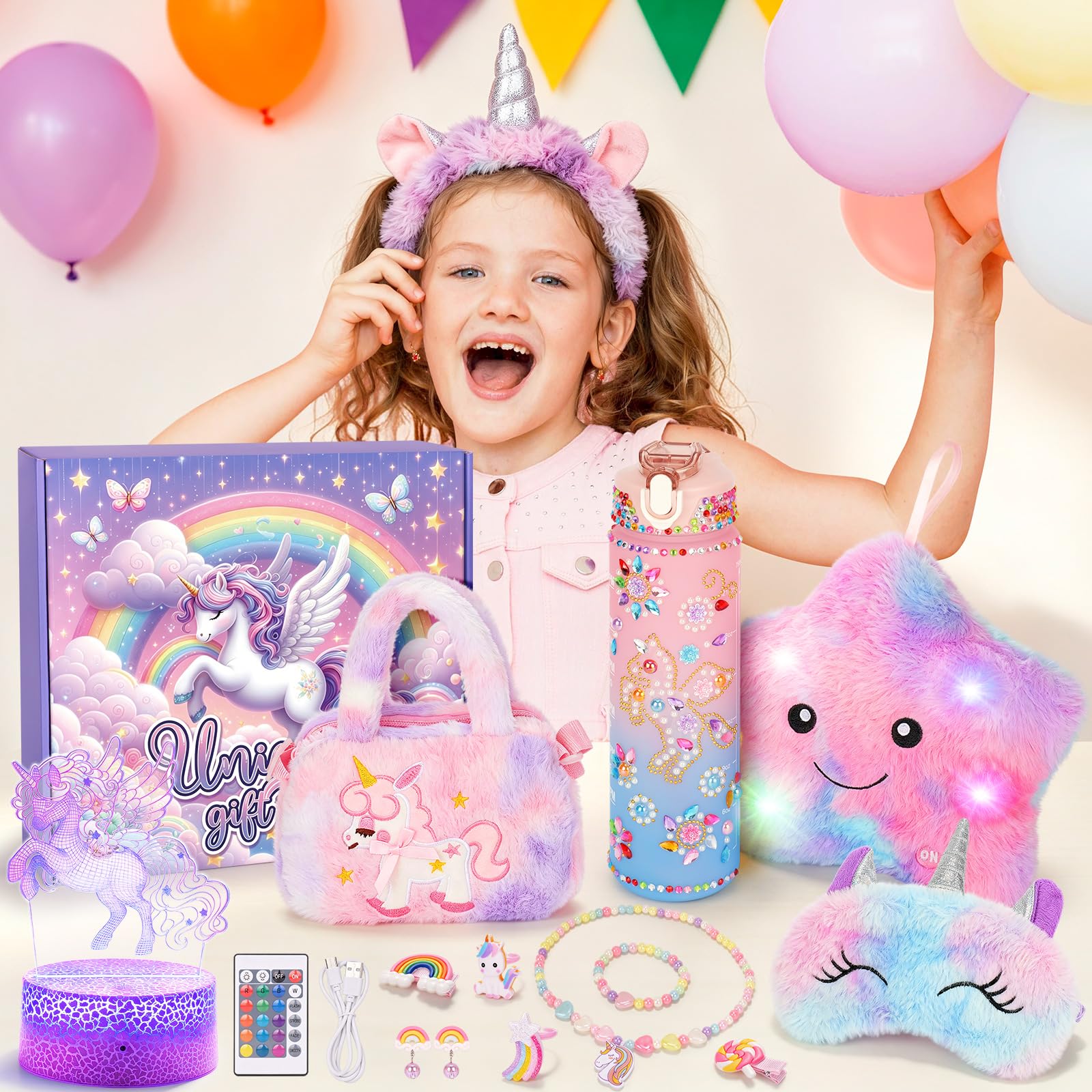 Calendario dell'Avvento con unicorno 7 giorni, scatola regalo per ragazze, conto alla rovescia con unicorno, regalo di compleanno per ragazze da 3 4 5 6 7 8 9 10 anni, calendario del conto alla