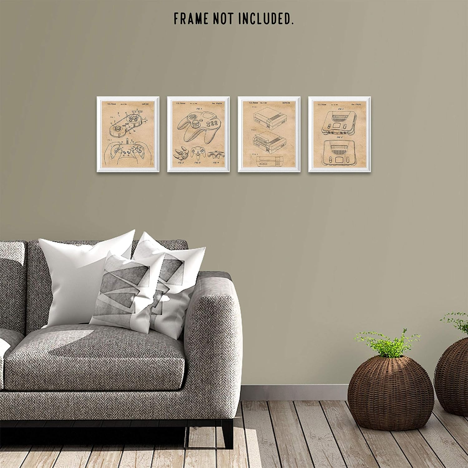 Classic Video Game Console Controller Patent Prints, 4 (11x14) Unframed Photos, Wall Art Decor for Home Work Office Tech Lounge Robotics Gears Online Battle Royales Gaming Shop School Student Teacher