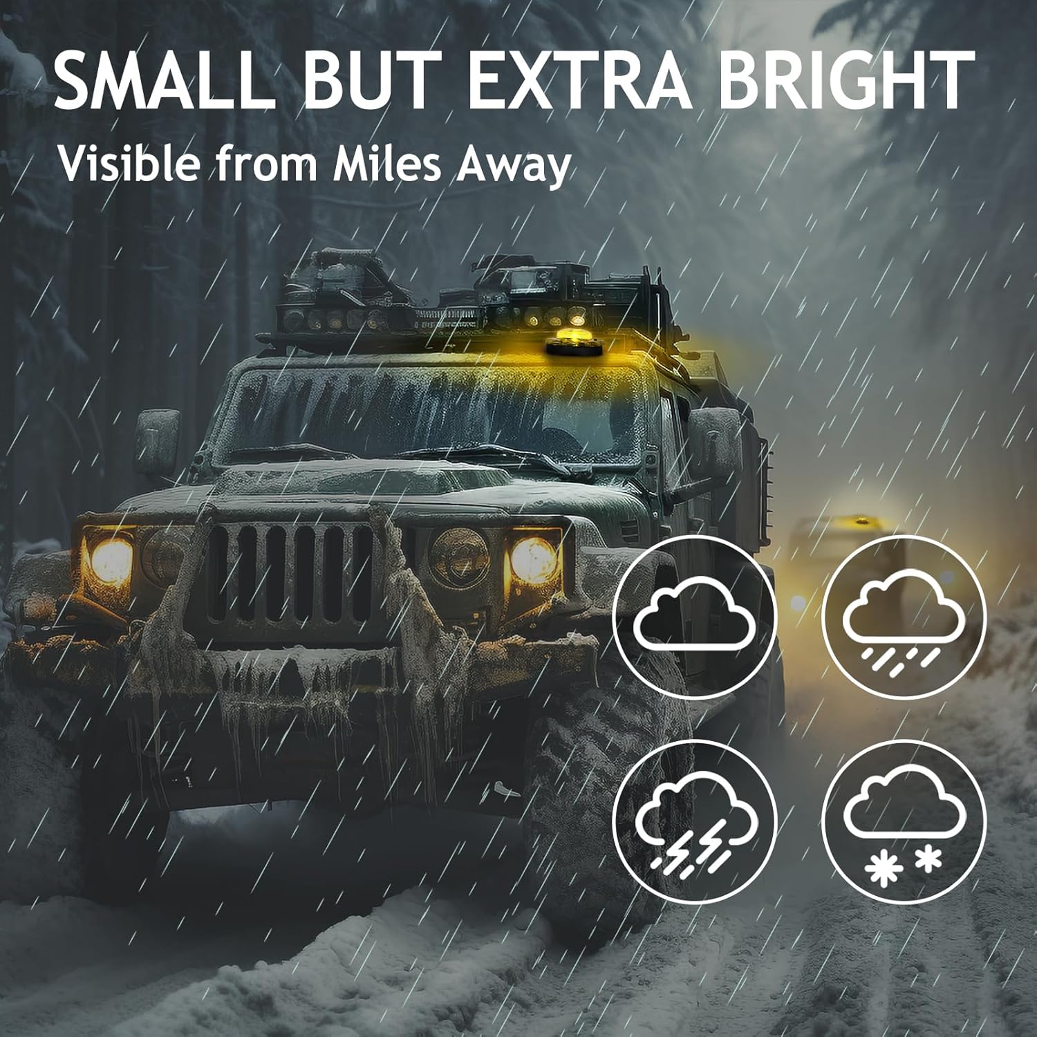 GT-Lite 4 Pack LED Emergency Beacon Yellow,Roadside Flare,Magnetic Base,2 Modes Flash and Steady,for Car Emergency Kit or Amish Buggy,RV,Boat,Crush Resistant,Water Resistant