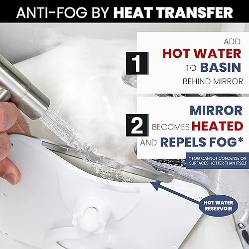 Miniatura 3 de MIRRORVANA Espejo de ducha sin niebla para afeitado y superficie de vidrio sin distorsión con gancho para colgar, 8 x 7 pulgadas, cromado