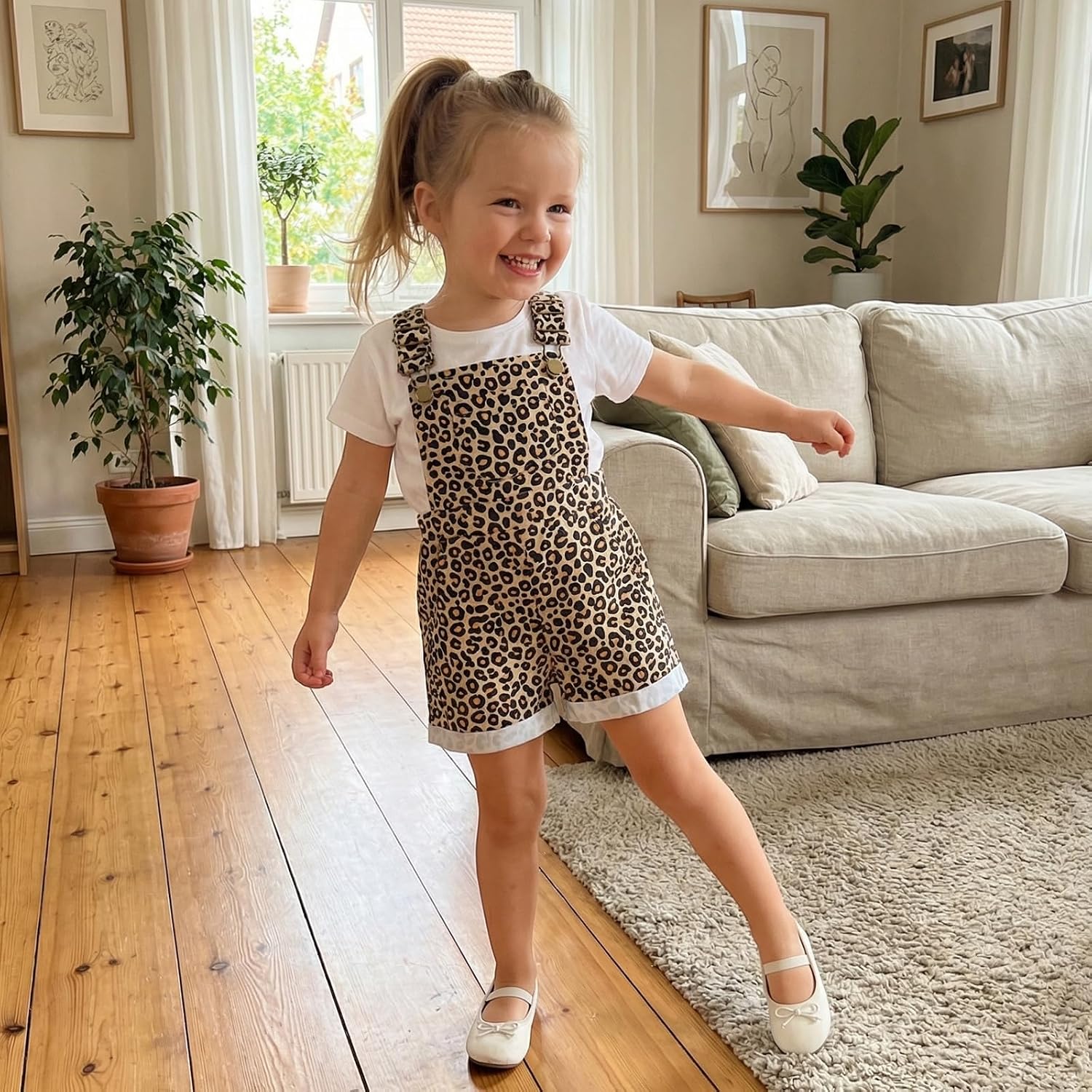 Toddler Baby Girl Overalls Leopard Print Overall Shorts Sleeveless Suspender Romper Jumpsuit Summer Outfit