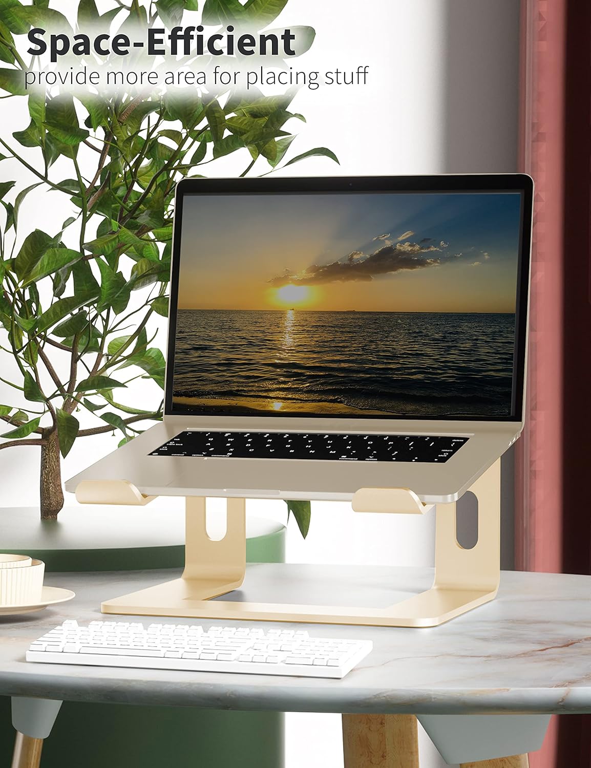 Soundance Laptop Stand, Aluminum Computer Riser, Ergonomic Laptops Elevator for Desk, Metal Holder Compatible with 10 to 15.6 Inches Notebook Computer, Rose Gold: Office Products