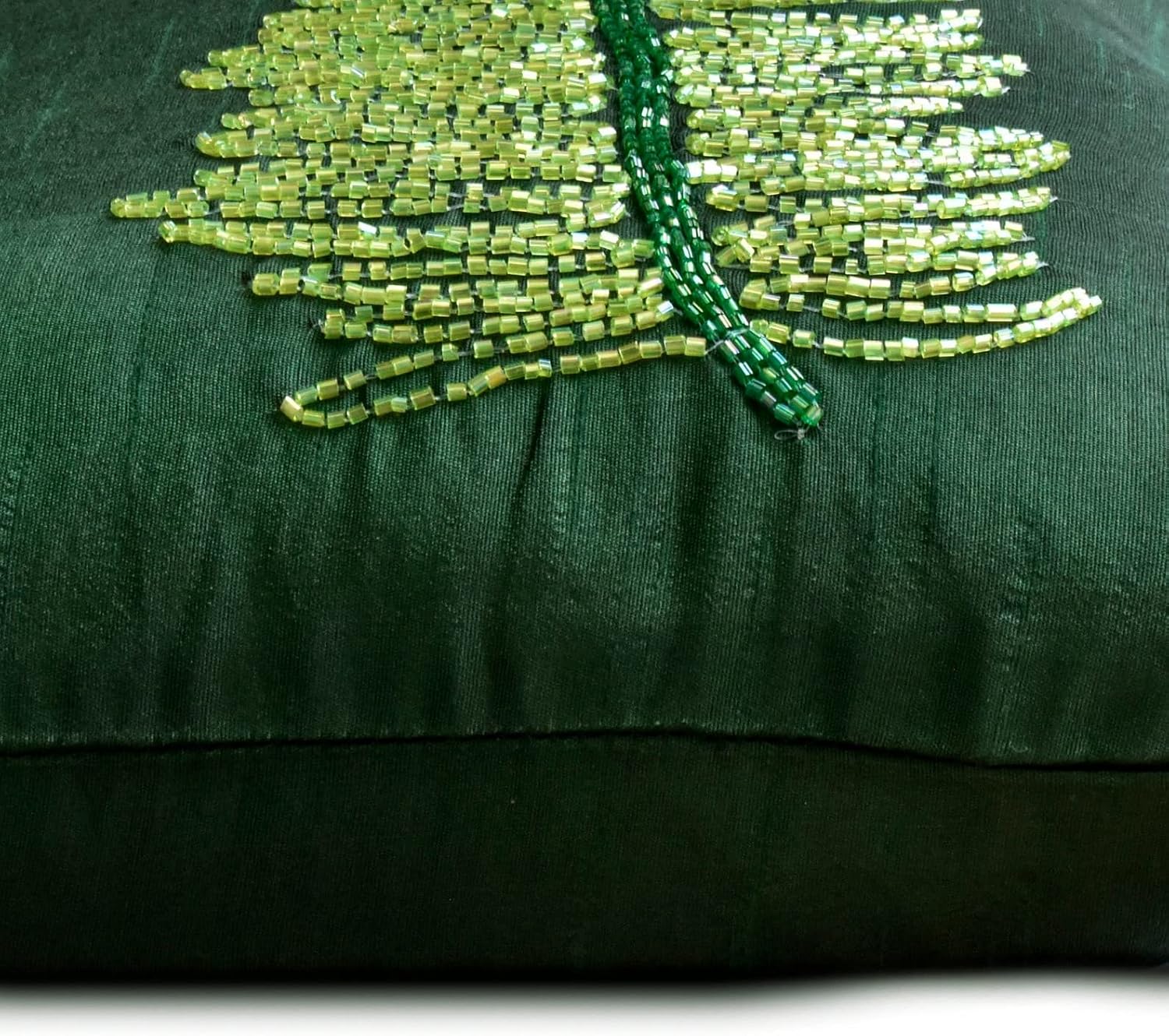 The HomeCentric Throw Pillow Covers, Decorative Pillow Covers 12x16 inch (30x40 cm) Green, Silk Rectangular Pillow Covers, Handmade Pillow Covers - Green Tea