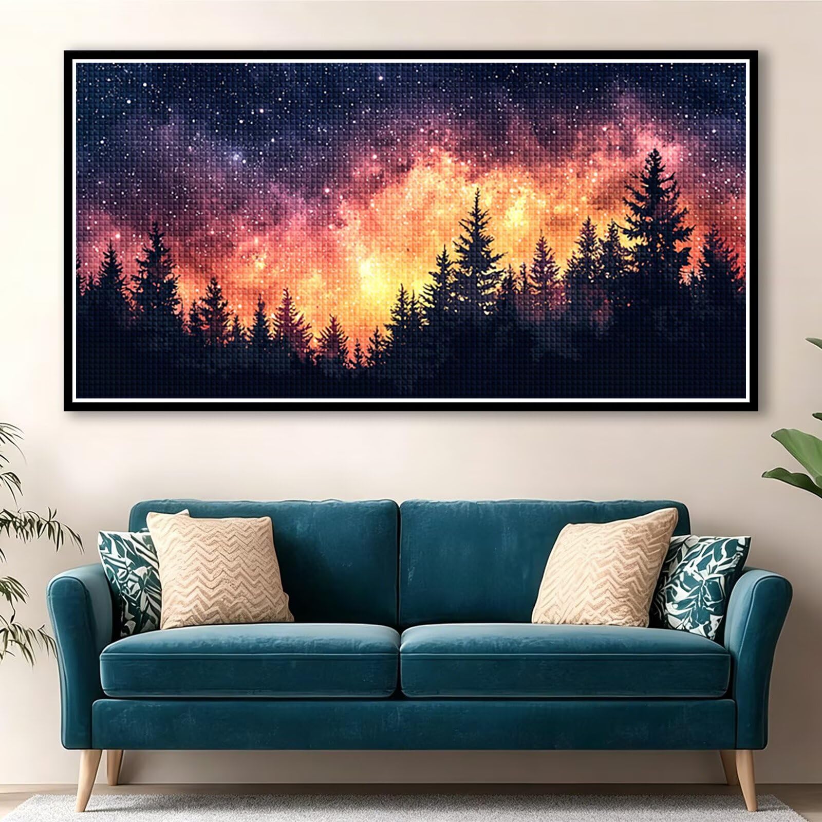 Diamond Painting Erwachsene Groß XXL 160x80cm, Aurora Diamant Painting Bilder, 5D Bunt Diamond Art Eckige Steine, DIY Crystal Art Stickerei Kreuzstich Bastelset für Deko Wohnzimmer Geschenke 0J-757