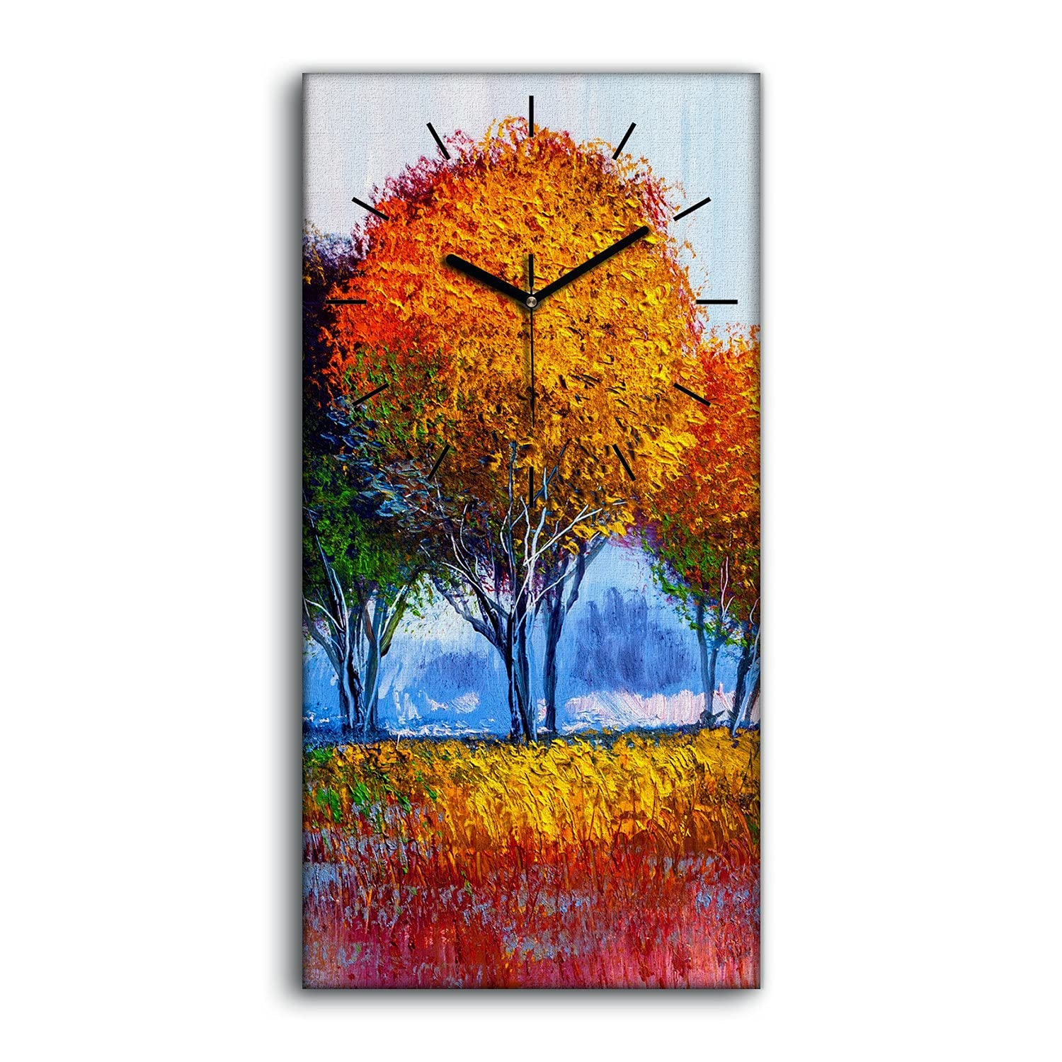 Horloge sur Toile 30x60cm Arbres Peinture Décoration Murale Salon