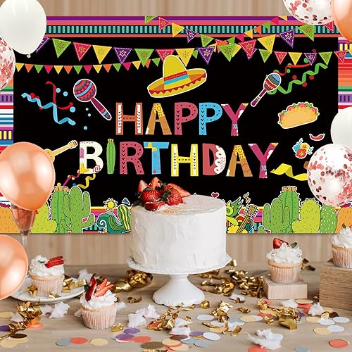 Miniatura 7 de Telón de fondo mexicano para fiesta de cumpleaños, temática de fiesta de feliz cumpleaños, decoración colorida de fiesta de Cinco de Mayo,