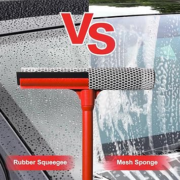 Car Squeegee with 15.9 Handle,Car Windshield Squeegee for Gas Station, Windows, Glass, Bathroom, Garage Cleaning, Rubber Blade Cleaner with Handle, Applicable to All Vehicles