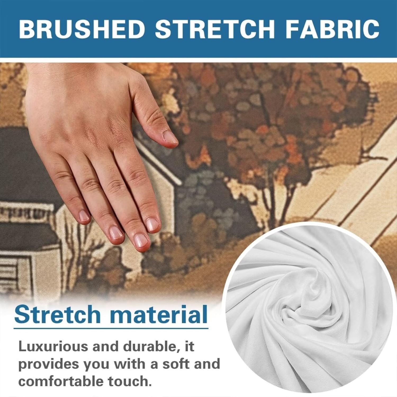 FOR U DESIGNS Fall Village Recliner Chair Covers 4 Pieces Sofa Slipcover Washable Fabric with Side Pockets Universal Fit Reclining Protector Pet Hair Resistant