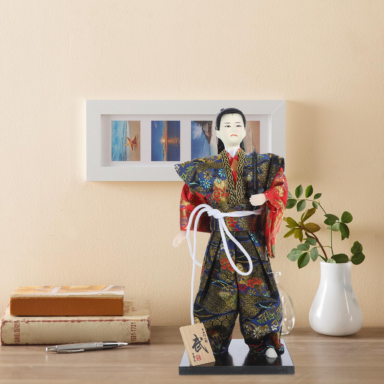 Muñeca Samurái Japonesa Clásica, Figura Decorativa de Tela 1 Pieza