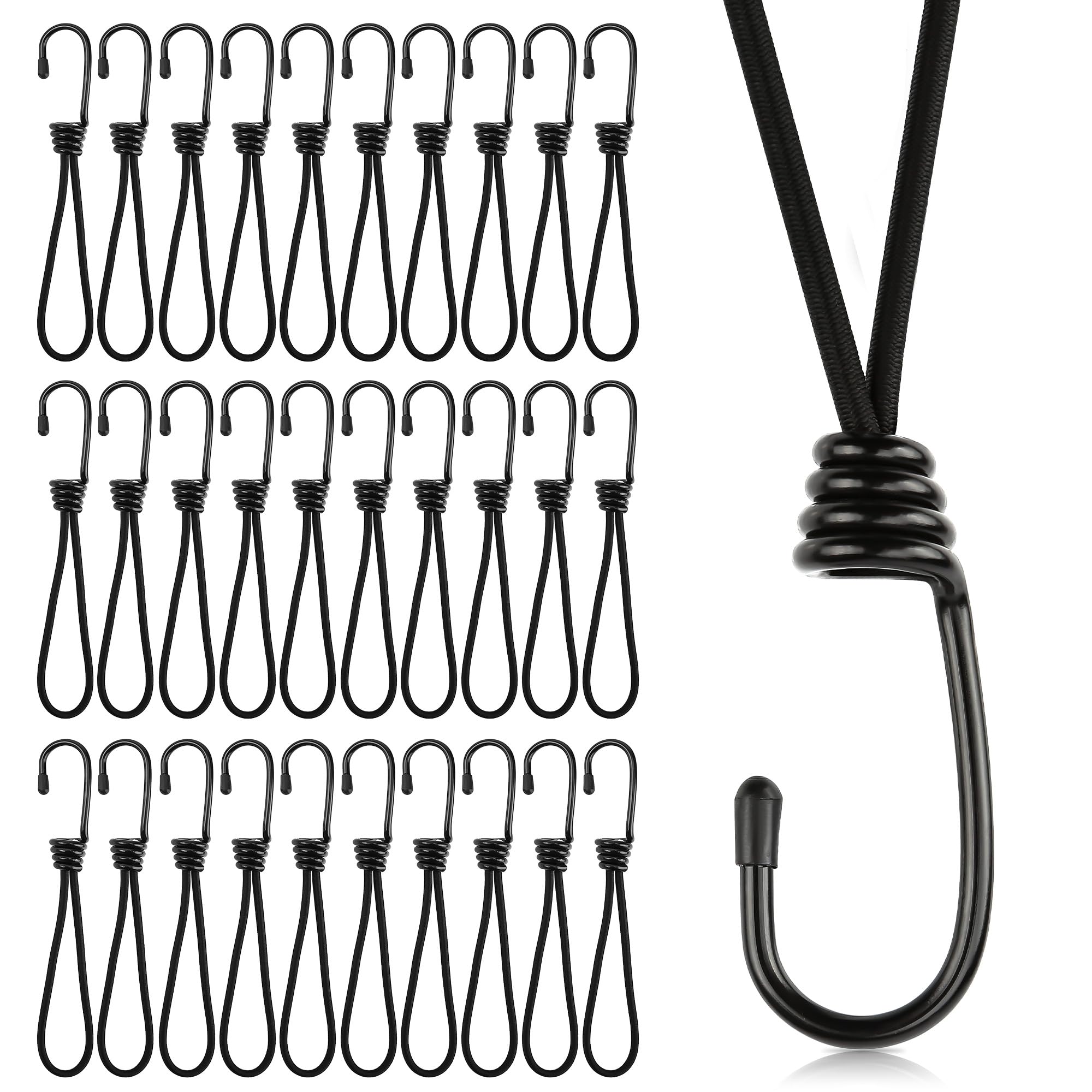 Spanngummi mit Haken, 30 Stück Planenspanner mit Spiralhaken 18cm Expander Gummi Spanner Spannfix für Planen, Netze, Banner, Spannseile, Expanderschlingen, Spannhaken