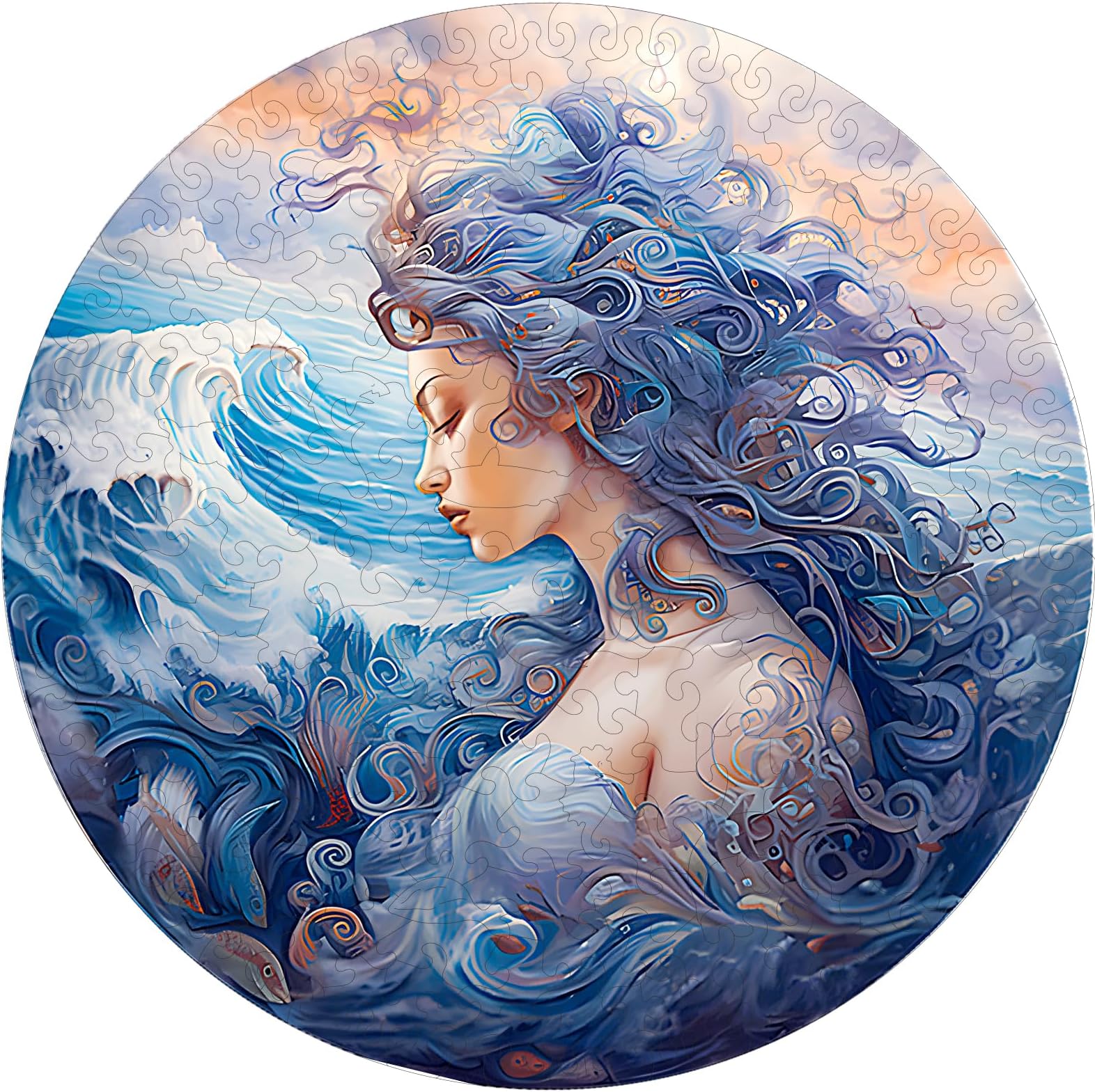 Wooden Jigsaw Puzzles - Advanced Sea Princess Purple Wooden Puzzle Adult Unique Shape Wooden Jigsaw Puzzle for Adults, Perfect for Birthday Gifts, Family Puzzles 210pcs