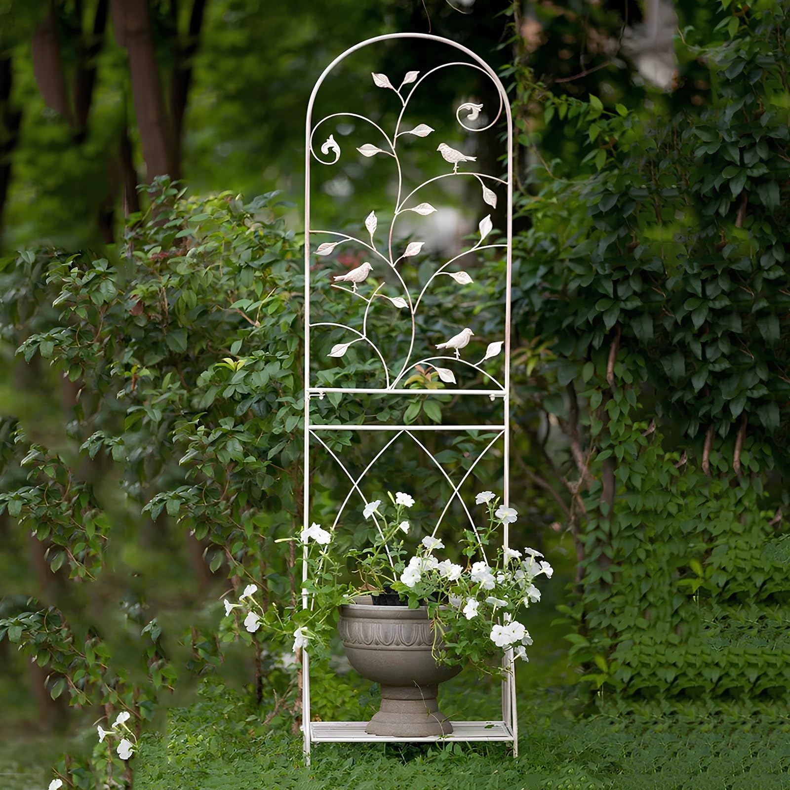 Celosías de Jardín, W50xH180cm Decoración Exterior, para Verduras Flores,Montaje DIY, para Jardín, Patio, Piscina(White)
