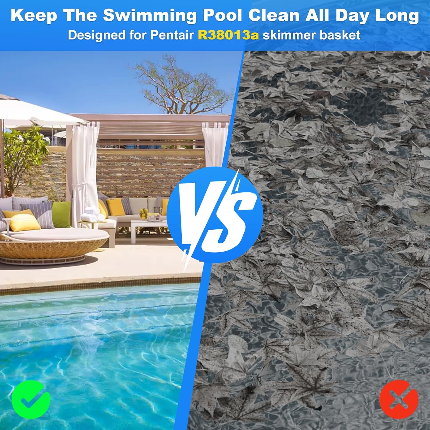 Swess R38013A Pool Skimmer Basket for Inground Pool, Heavy Duty Pool Basket Skimmer Pool Filter Basket Compatible with Pen-Tair for V38-135 V38-135 V38-136