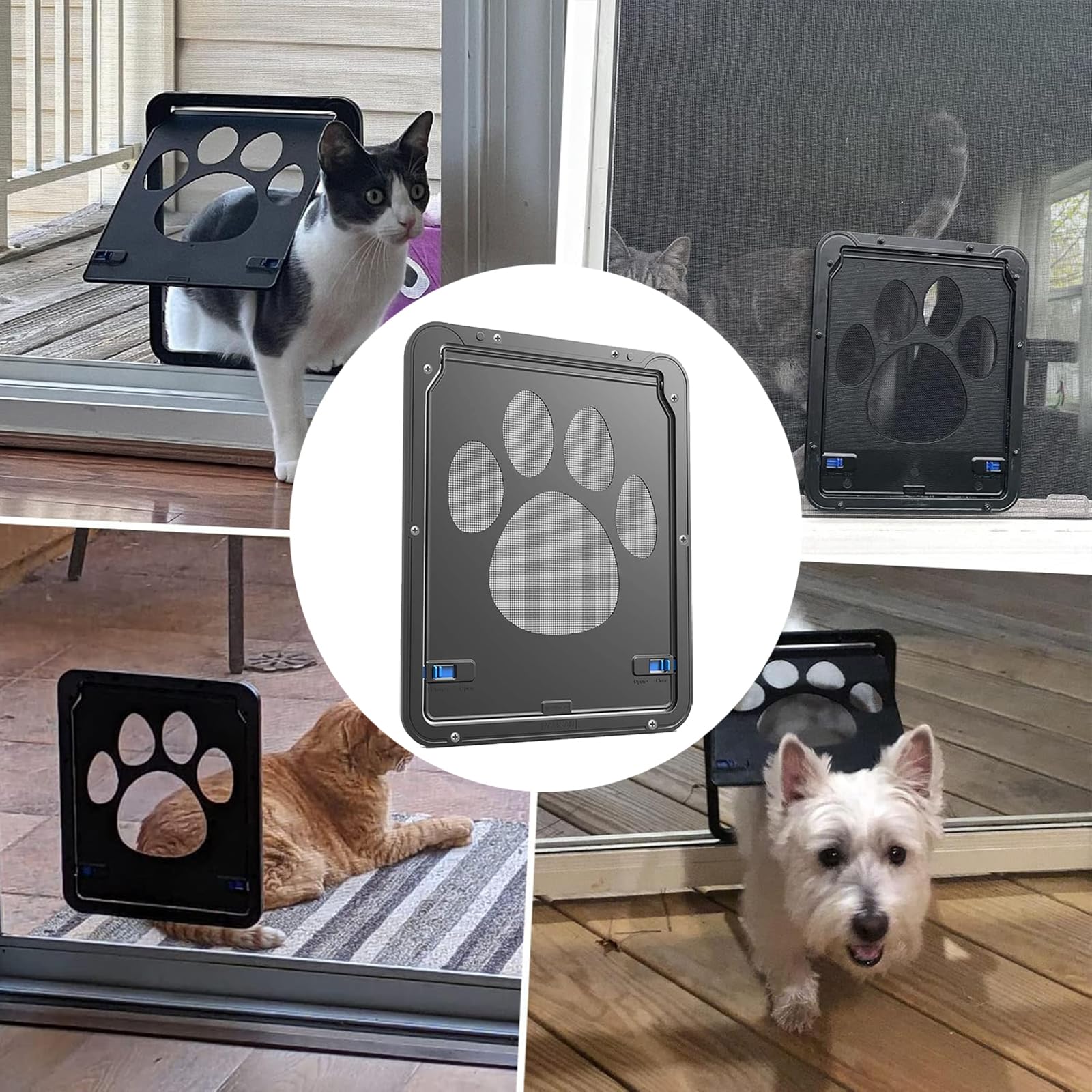 Generico Gatera para gatos, 29 x 24 cm, puerta para gatos con cierre automático, puerta para gato, mosquitera para gato