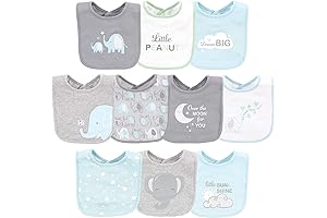 Luvable Friends Baby Boy Elephant Interlock Cotton Drooler Bibs