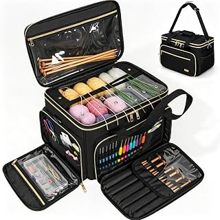 Knitting Bag, Crochet Bag Organizer, Yarn Storage Bag with Divider