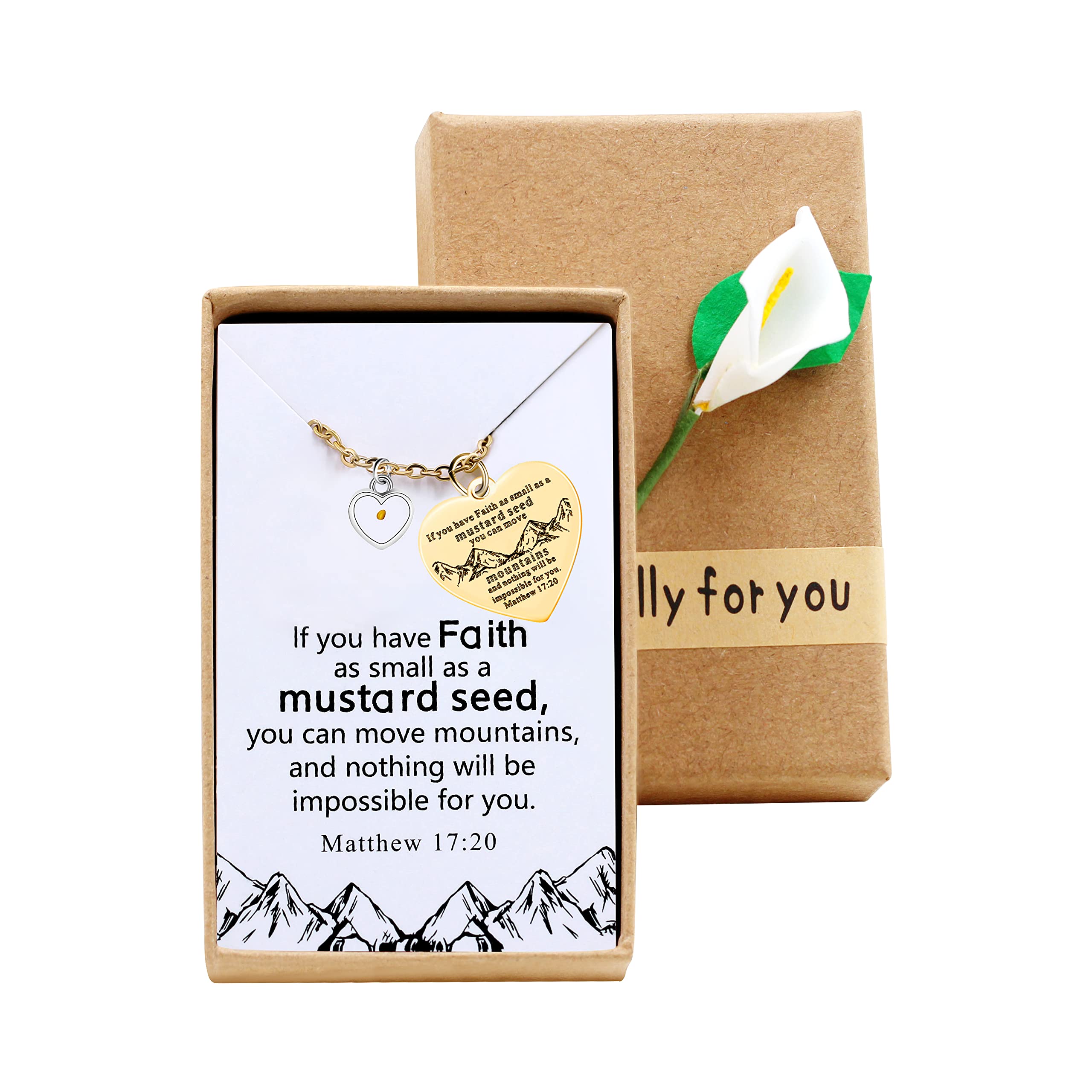 Collier croix graine de moutarde Y856 dans sa boîte cadeau - 8