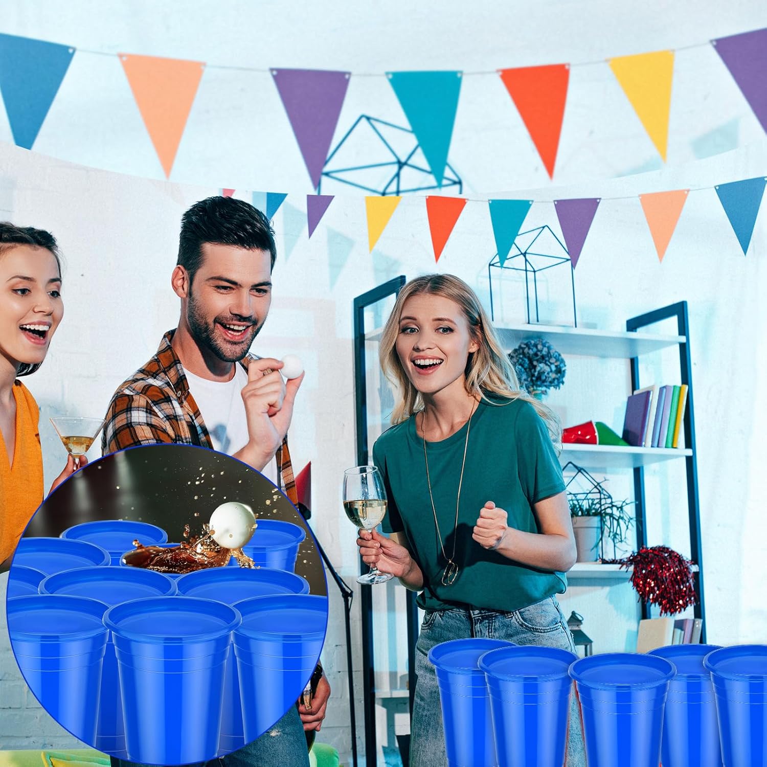 Lounsweer 100 Pack 16 Ounce Christmas Party Supplies Blue Plastic Cups Disposable Cups Water Cups for Graduation Drinks Soda Barbecues Picnics - Image 4