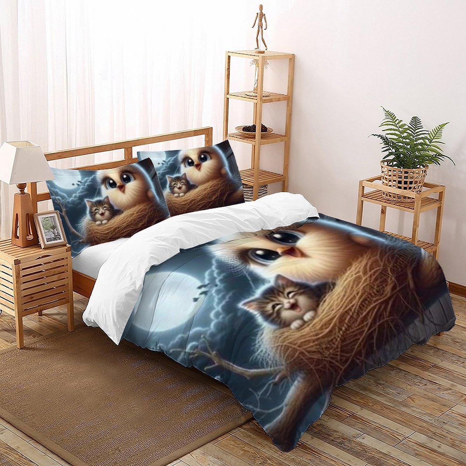 Housse de couette animaux imprimé 3D en microfibre résistante sans repassage