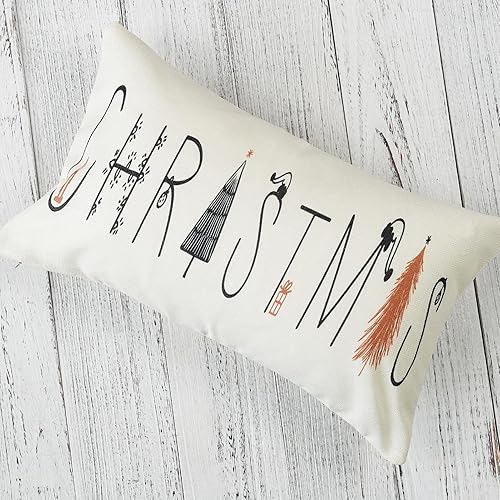 Miniatura 5 de ONWAY Juego de 2 fundas de almohada lumbar de árbol negro de Navidad de 12 x 20 pulgadas, fundas de cojín para decoración de sofá y hogar