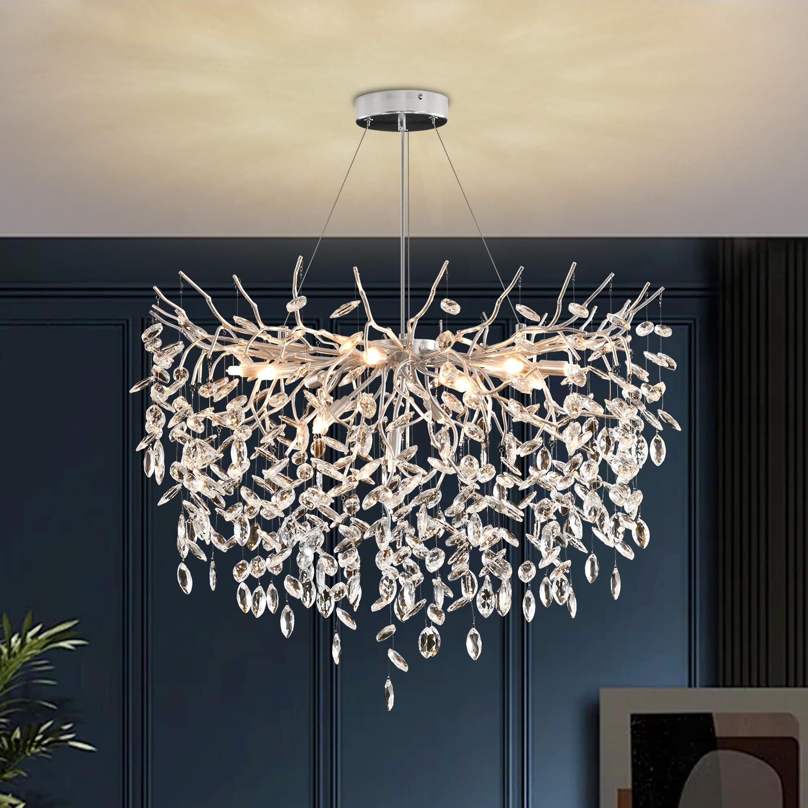 AHXIAOZN Lustre en Cristal Moderne, Luxe Chandelier en Cristal Moderne Pendentif pour salle à manger, cuisine, salon, chambre, couloir