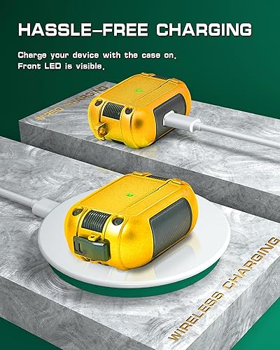 Miniatura 4 de Funda compatible con Airpods Pro con cerradura, funda militar con llavero, cuerpo completo, a prueba de golpes, carcasa rígida compatible con Apple