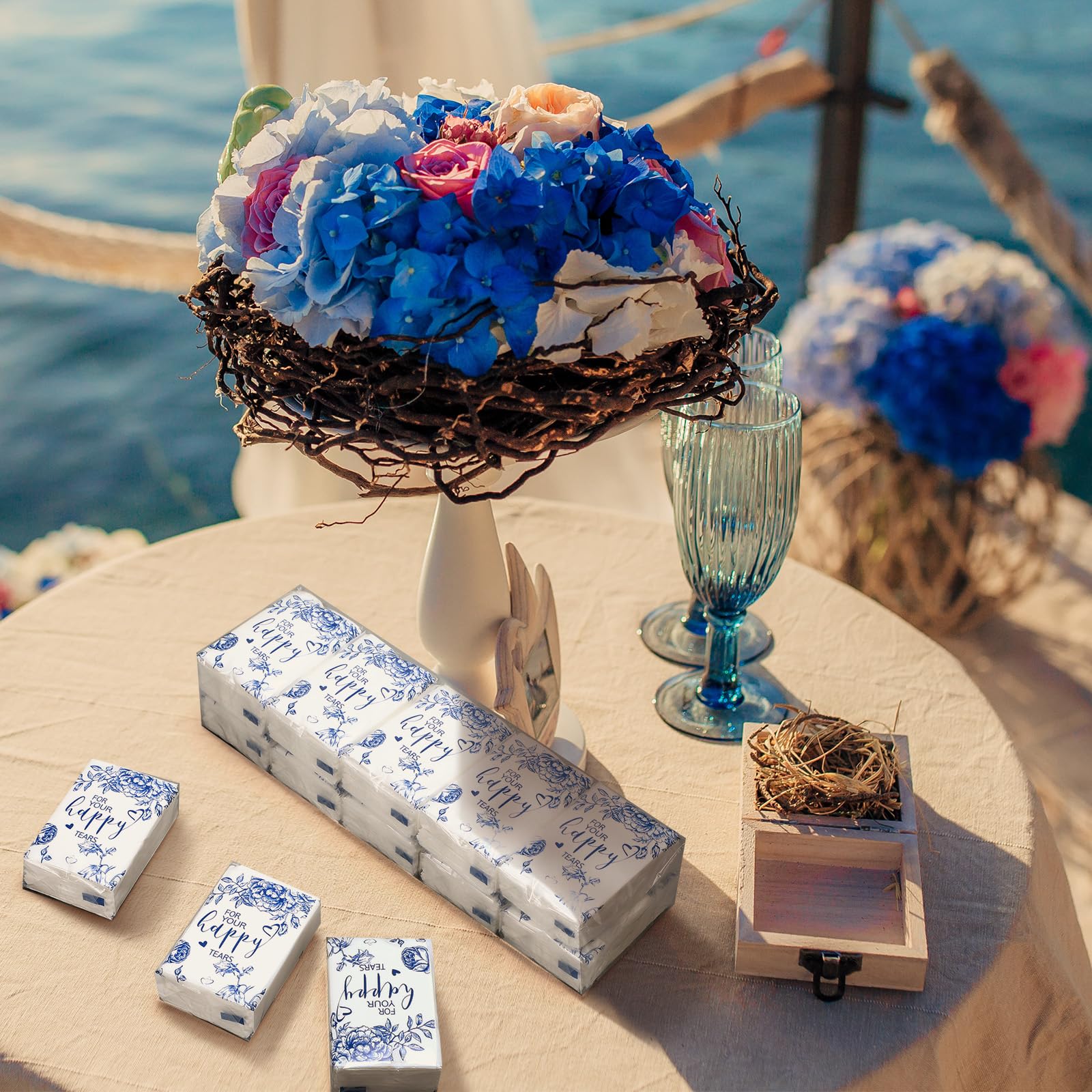 Amazon.com: Spiareal 50 Pcs Blue Flower Happy Tears Tissues for