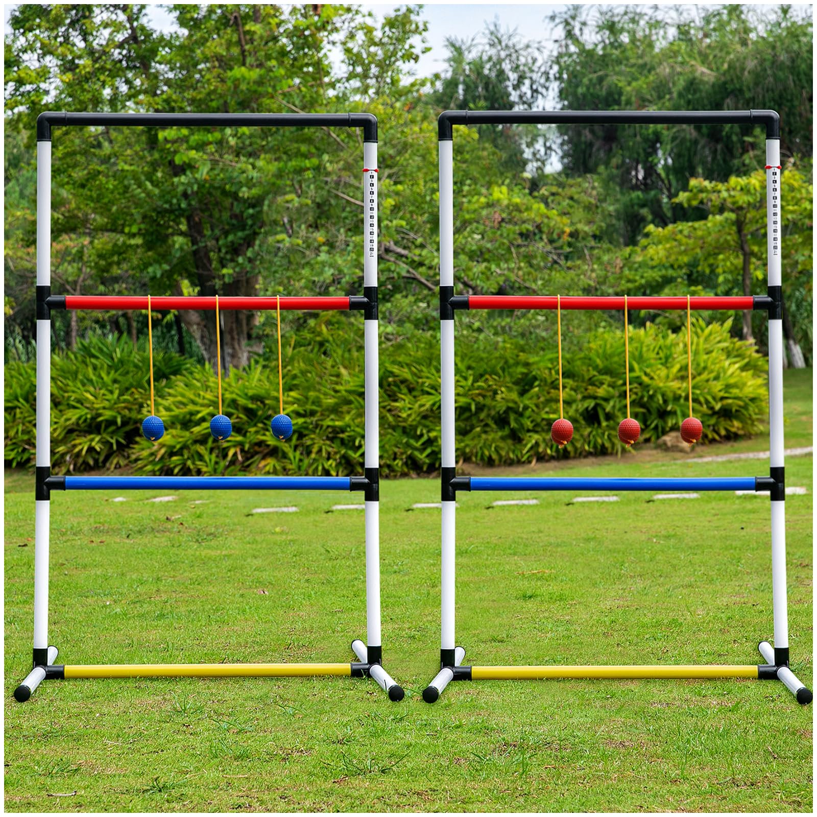 TUOKING Ladder Ball Game Set Outdoor Game with 6 Bolo Balls Score Trackers Travel Carrying Case Fun Camping Lawn & Beach Games for Adult & Family