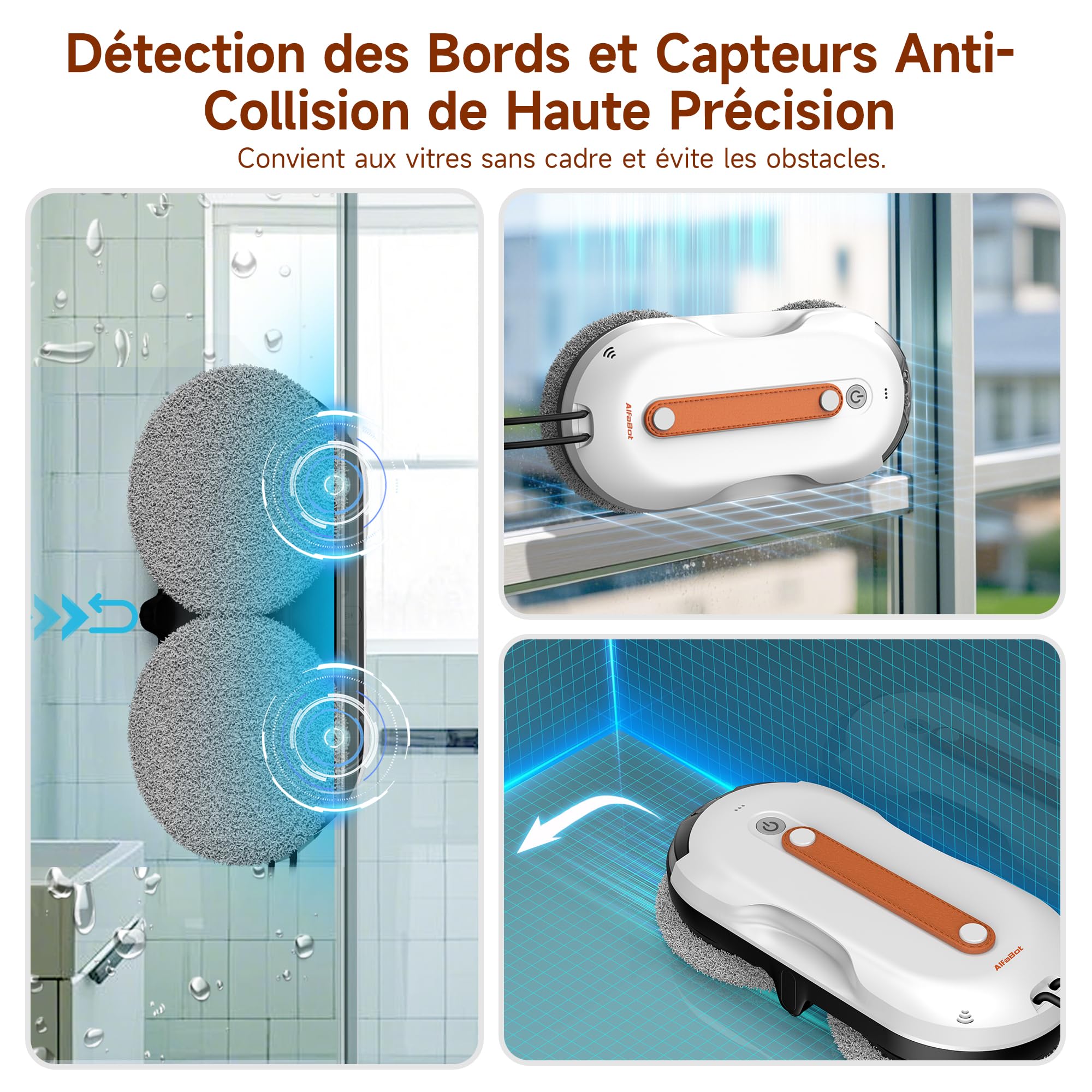 AlfaBot X7 Pro Robot Lave-vitres Intelligent – Nettoyage sans Traces pour vitres, carrelages et Surfaces Lisses • Pulvérisation bilatérale • Grand réservoir