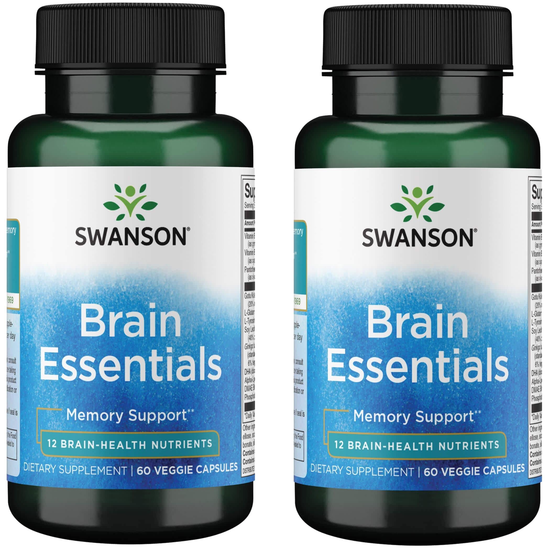 SwansonBrain Essentials 60 Veg Capsules (2 Pack)