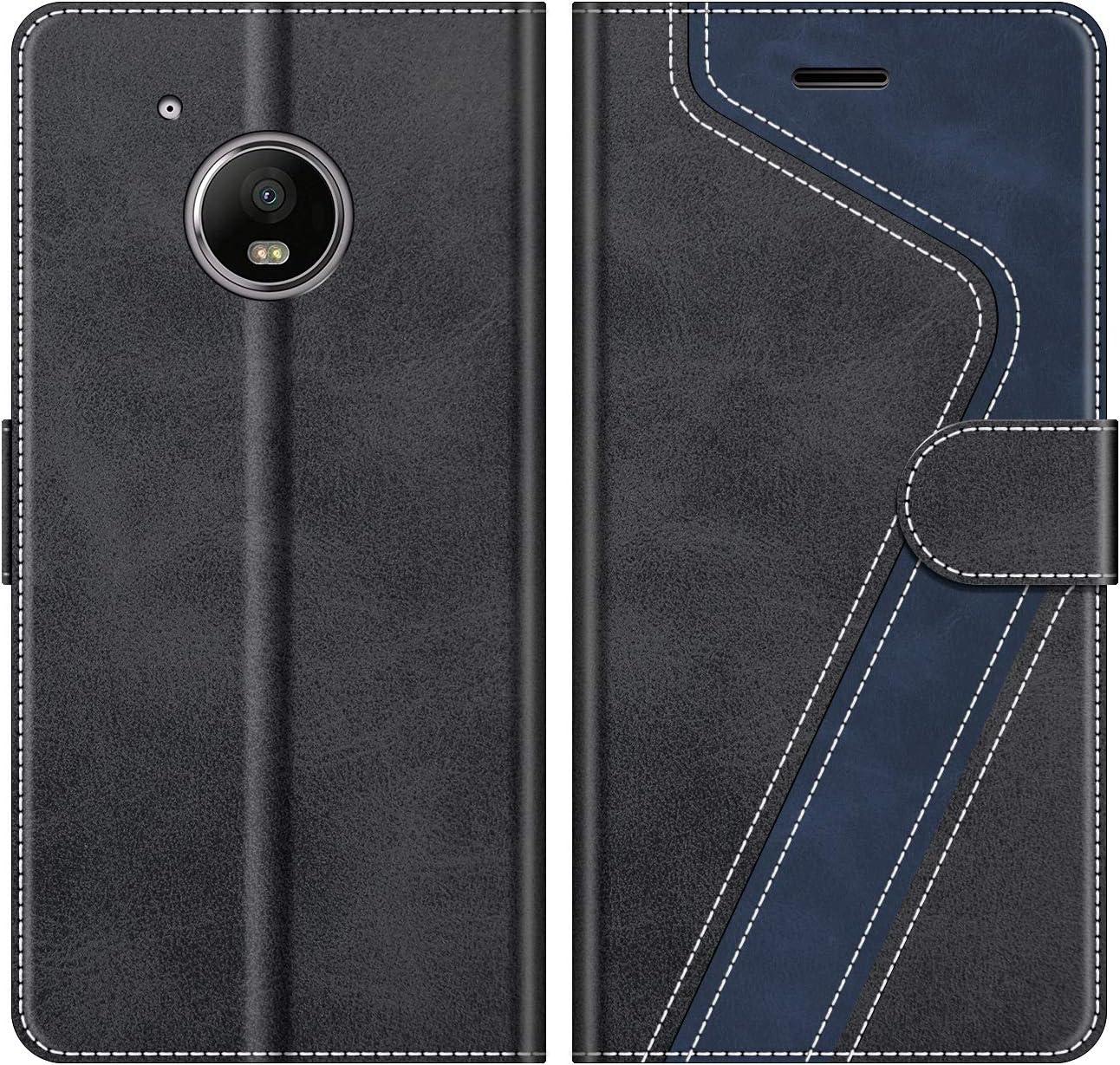 MOBESV Funda para Motorola Moto G5, Funda Libro Motorola Moto G5, Funda Móvil Motorola Moto G5 Magnético Carcasa para Motorola Moto G5 Funda con Tapa, Negro