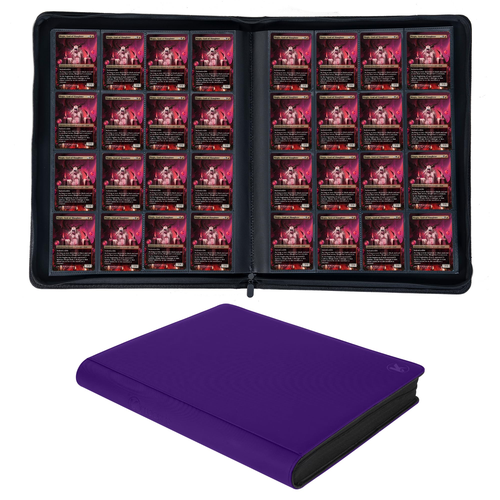 KUOOKING 1408+ Pockets Trading Card Binder, 16-Pocket Card Ablum Compatible with MTG,Sports Cards & Other Standard Size Trading Card (Purple)