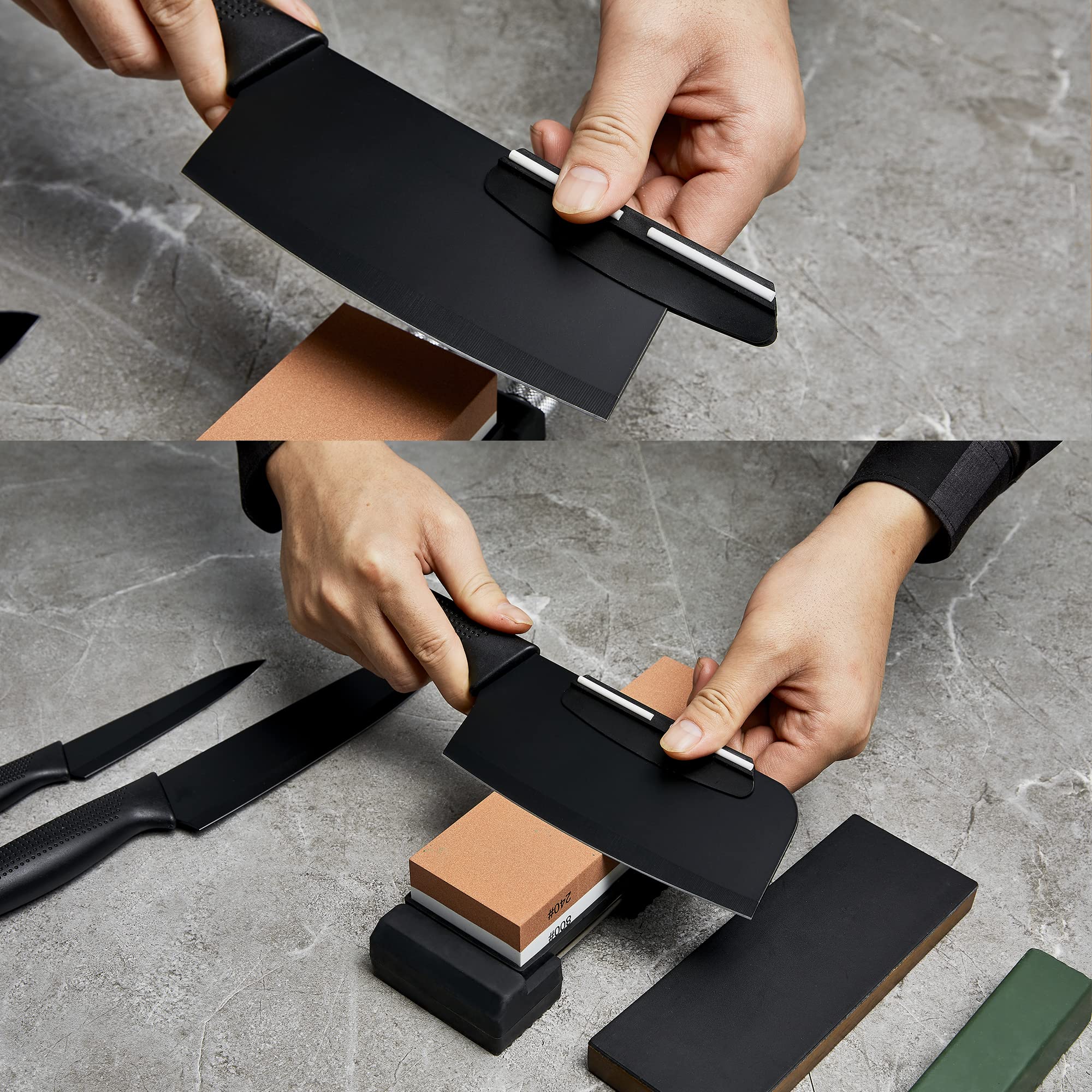Jeereal Knife Sharpening Stone Kit Dual Grit Whetstone 240/800 Solid